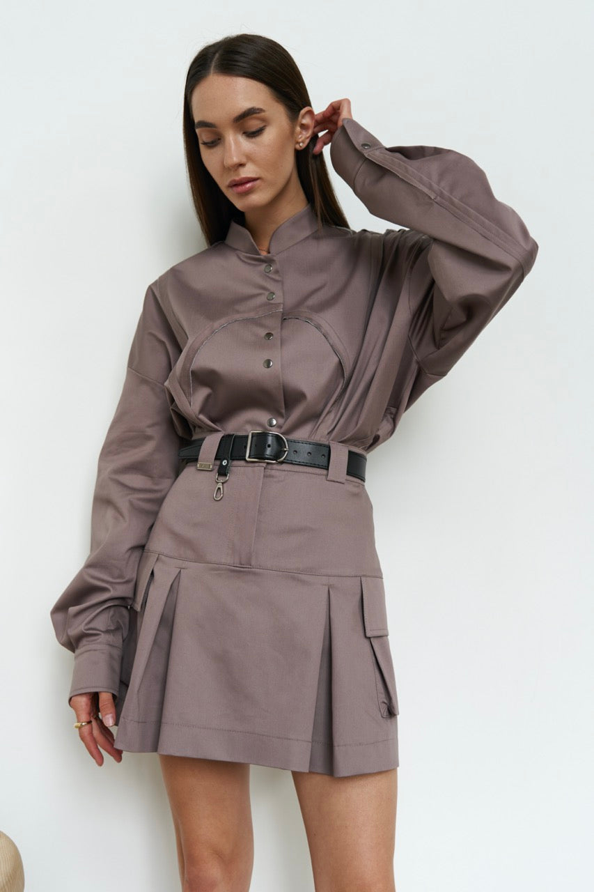 Mocha Cargo Skirt Cotton