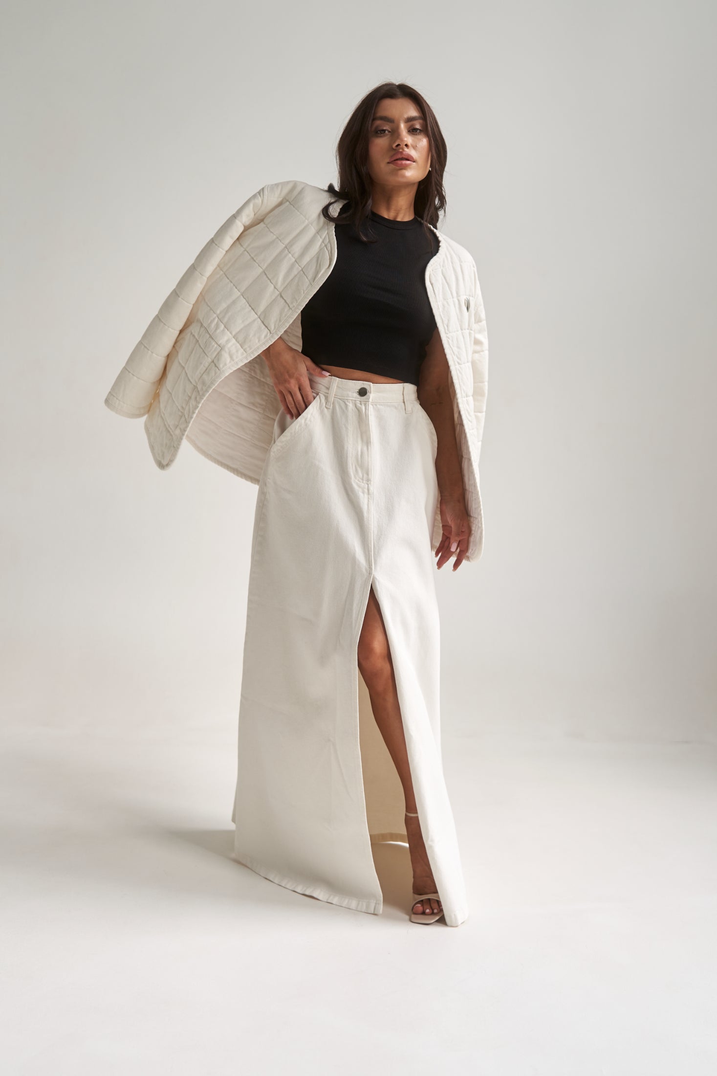 Denim Maxi Skirt White