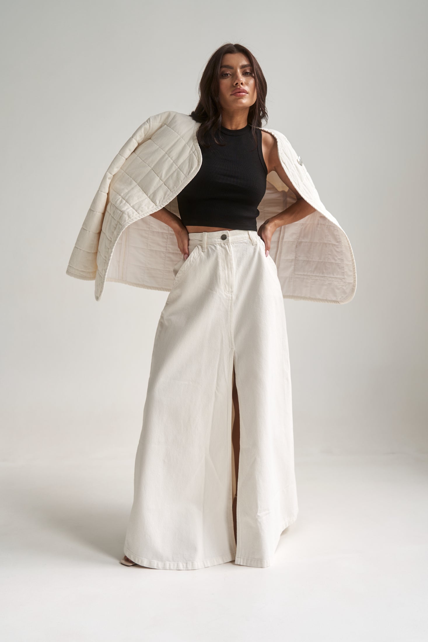 Denim Maxi Skirt White