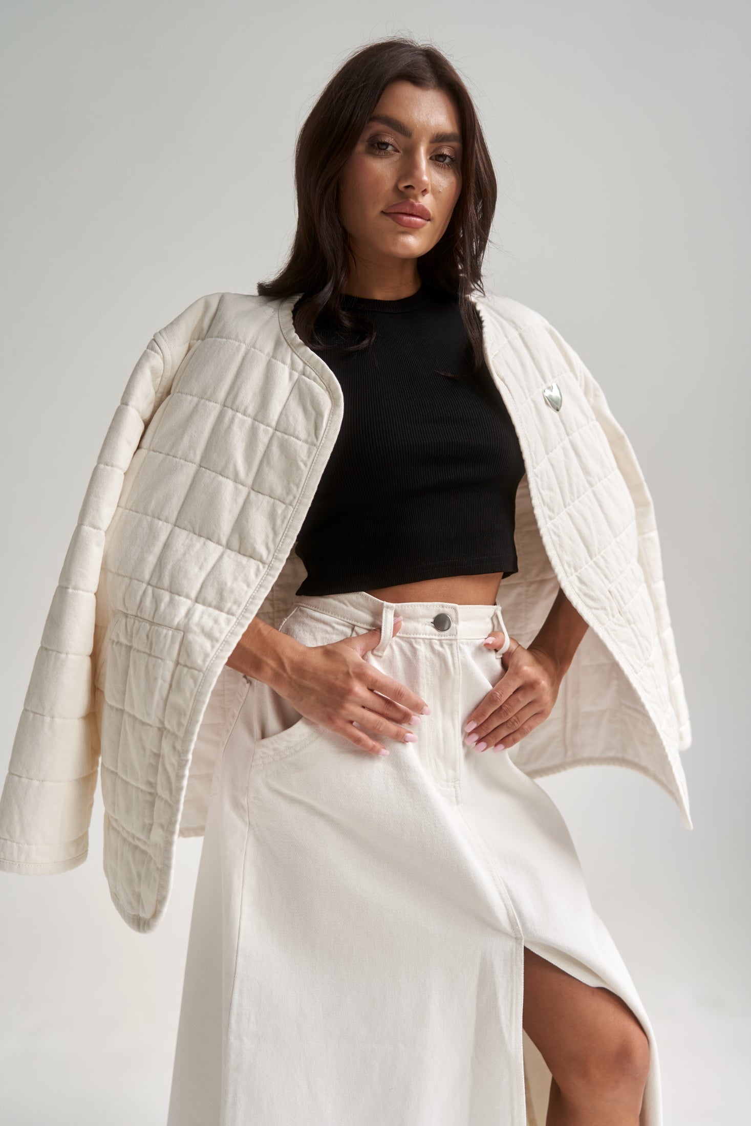 Denim Maxi Skirt White