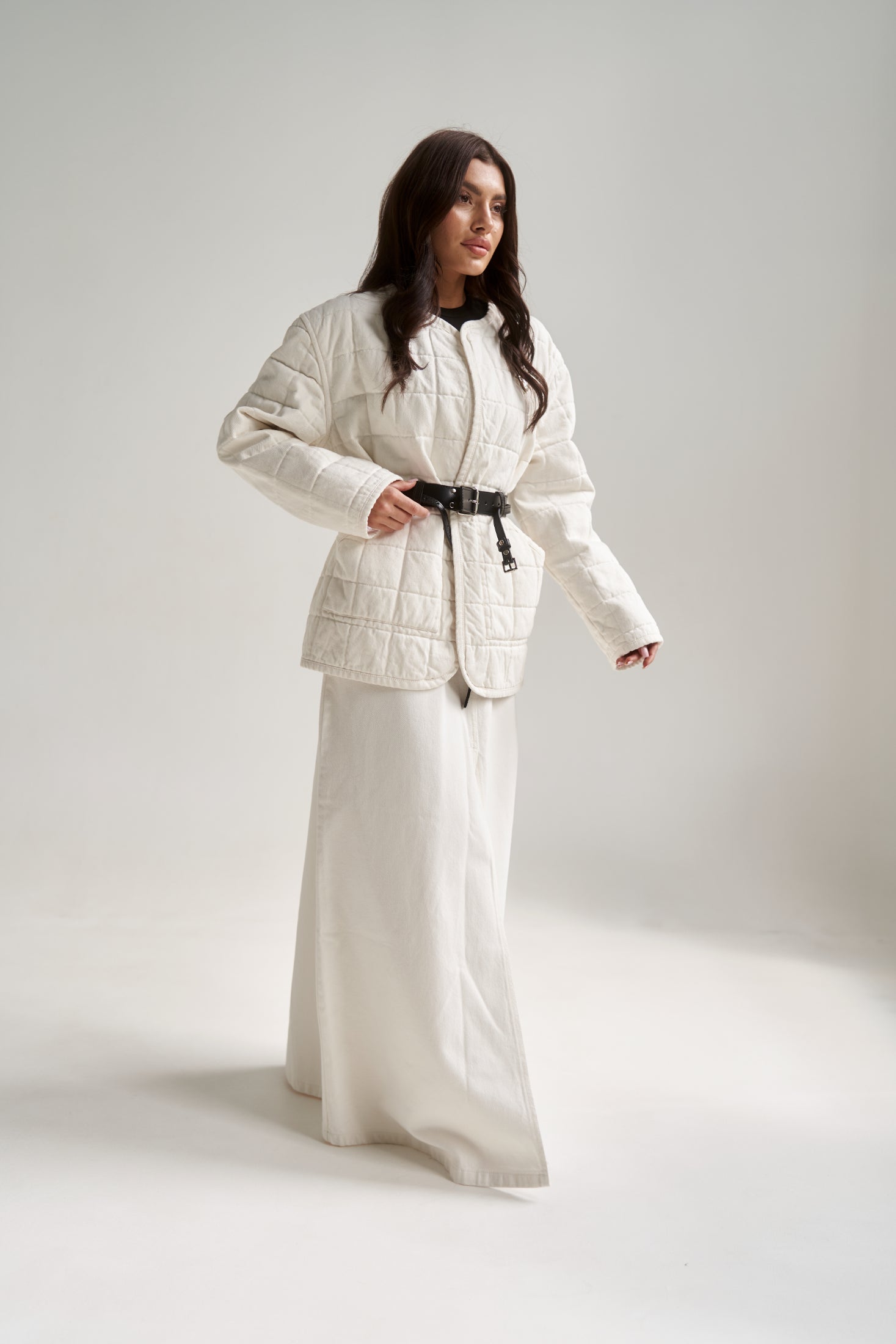 Denim Maxi Skirt White