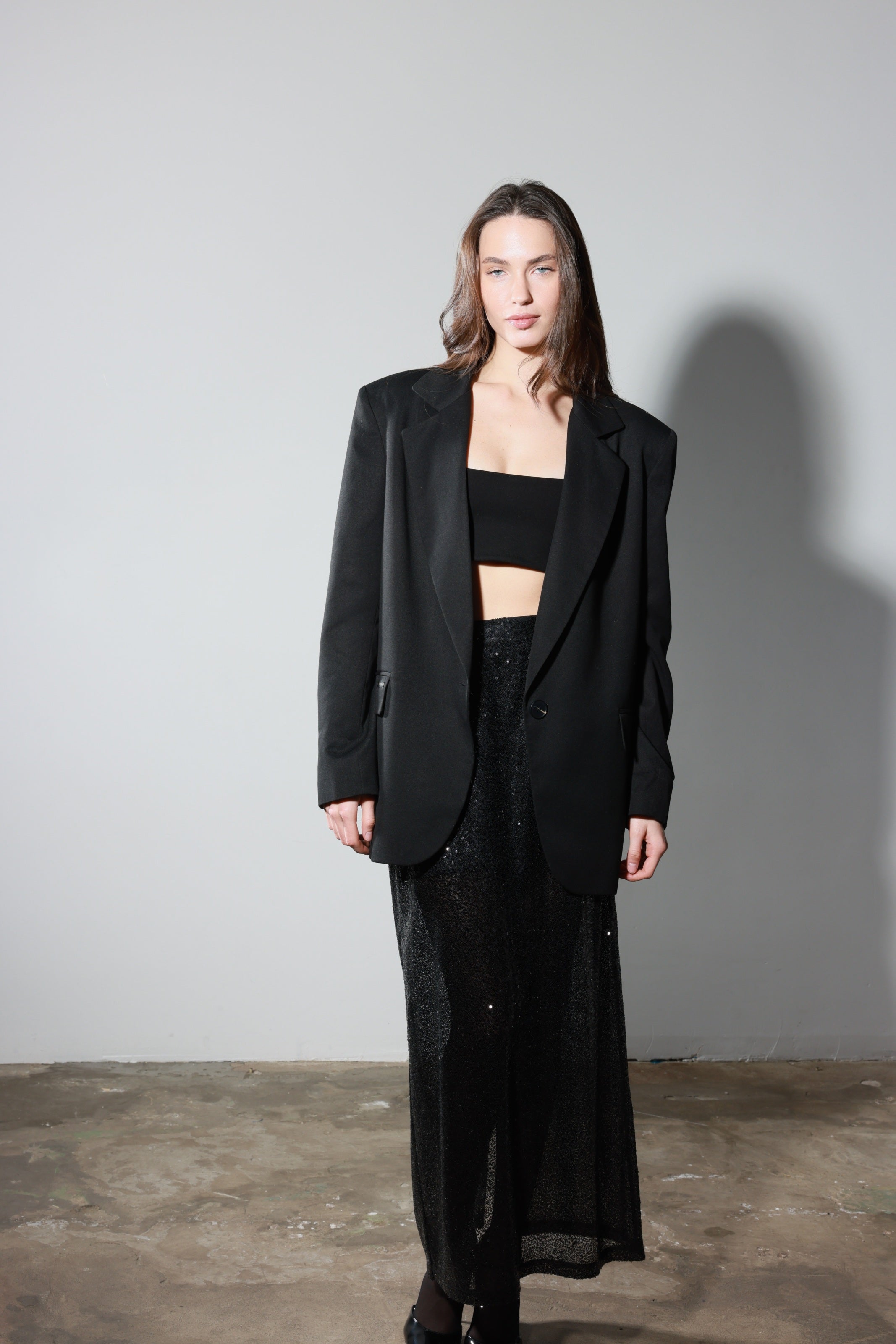 Black Sequin Maxi Skirt