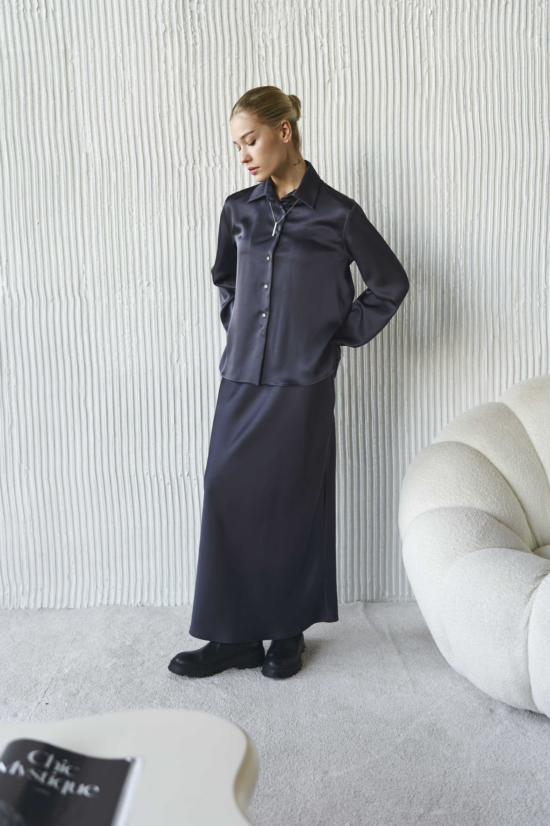 Silk Maxi Skirt Graphite