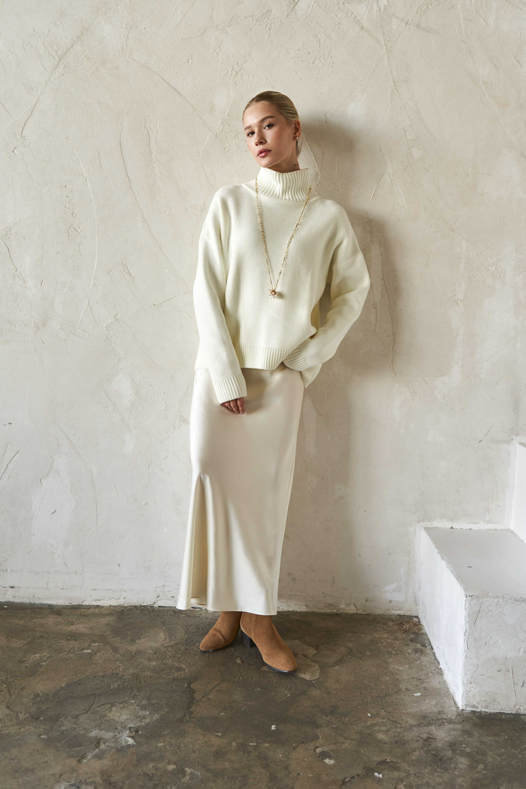 Silk Maxi Skirt Cream