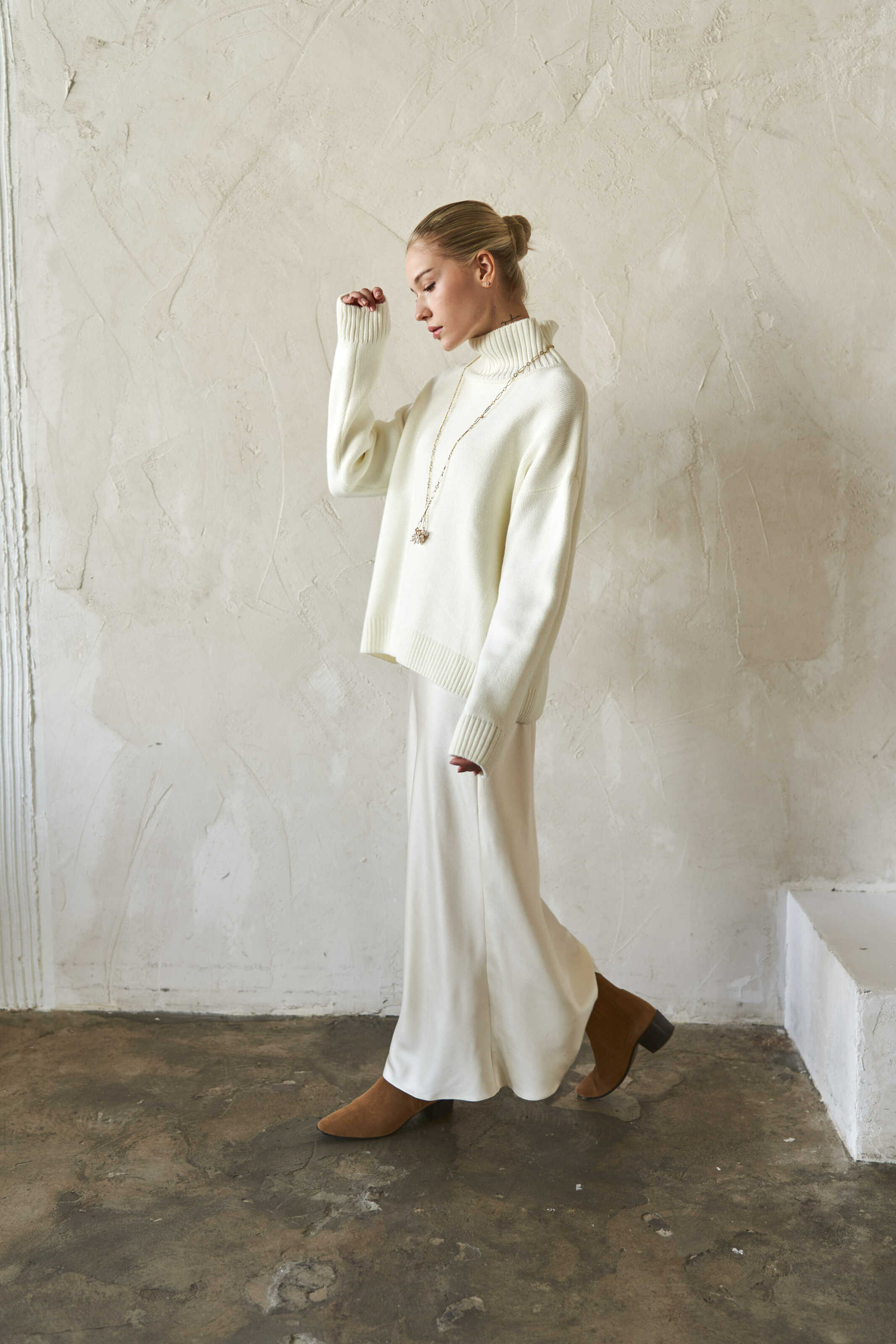 Silk Maxi Skirt Cream