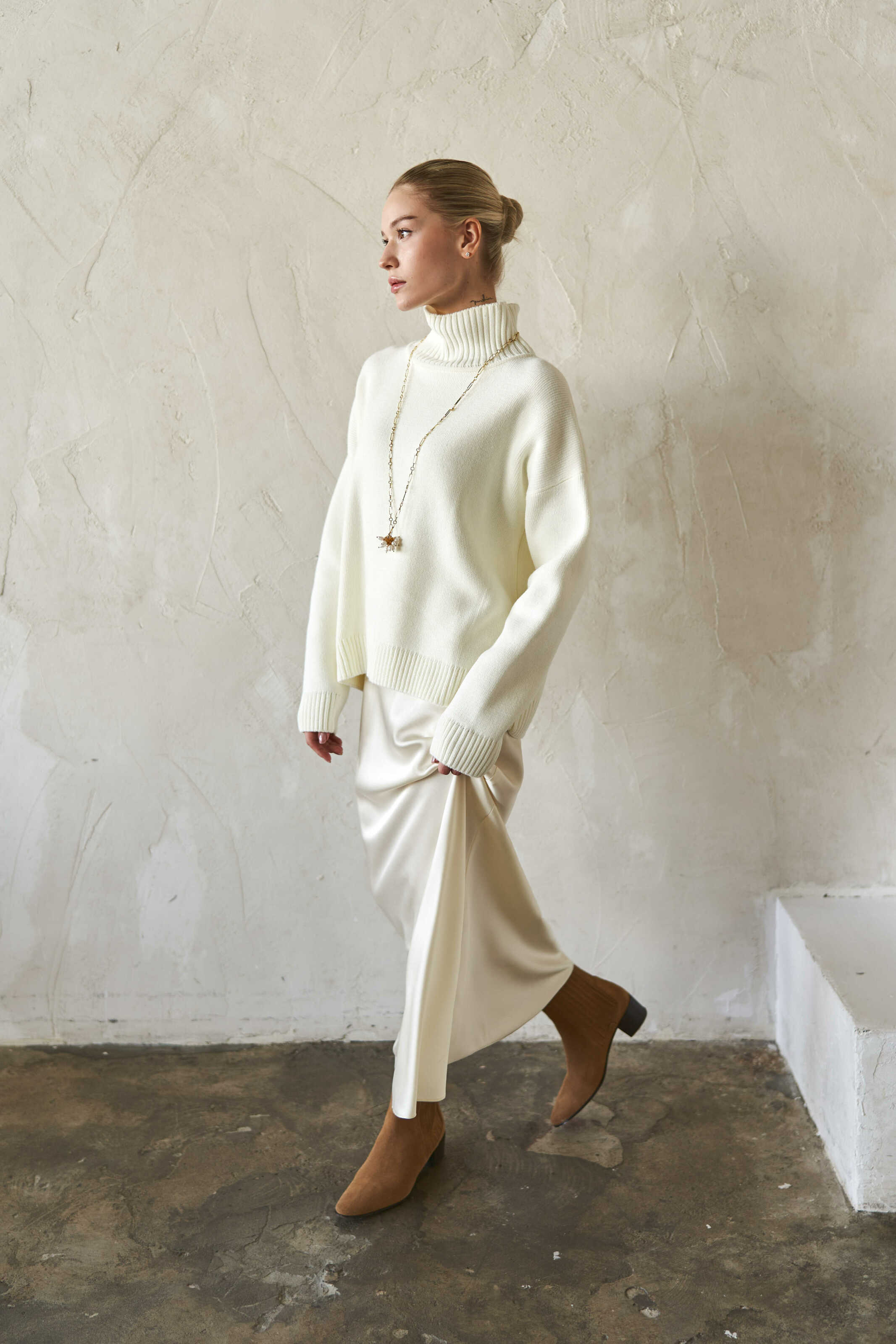 Silk Maxi Skirt Cream
