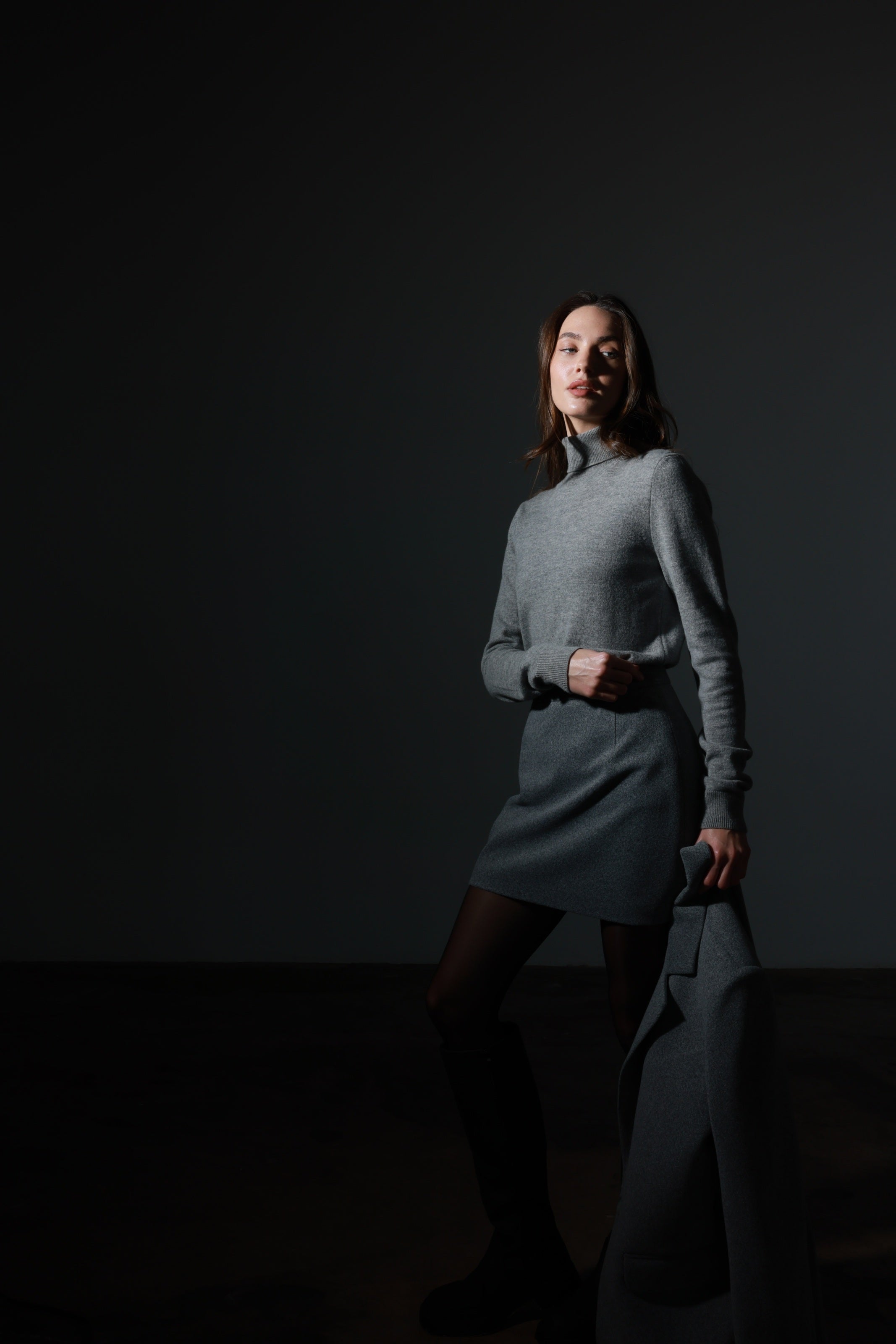 Gray Wool Skirt