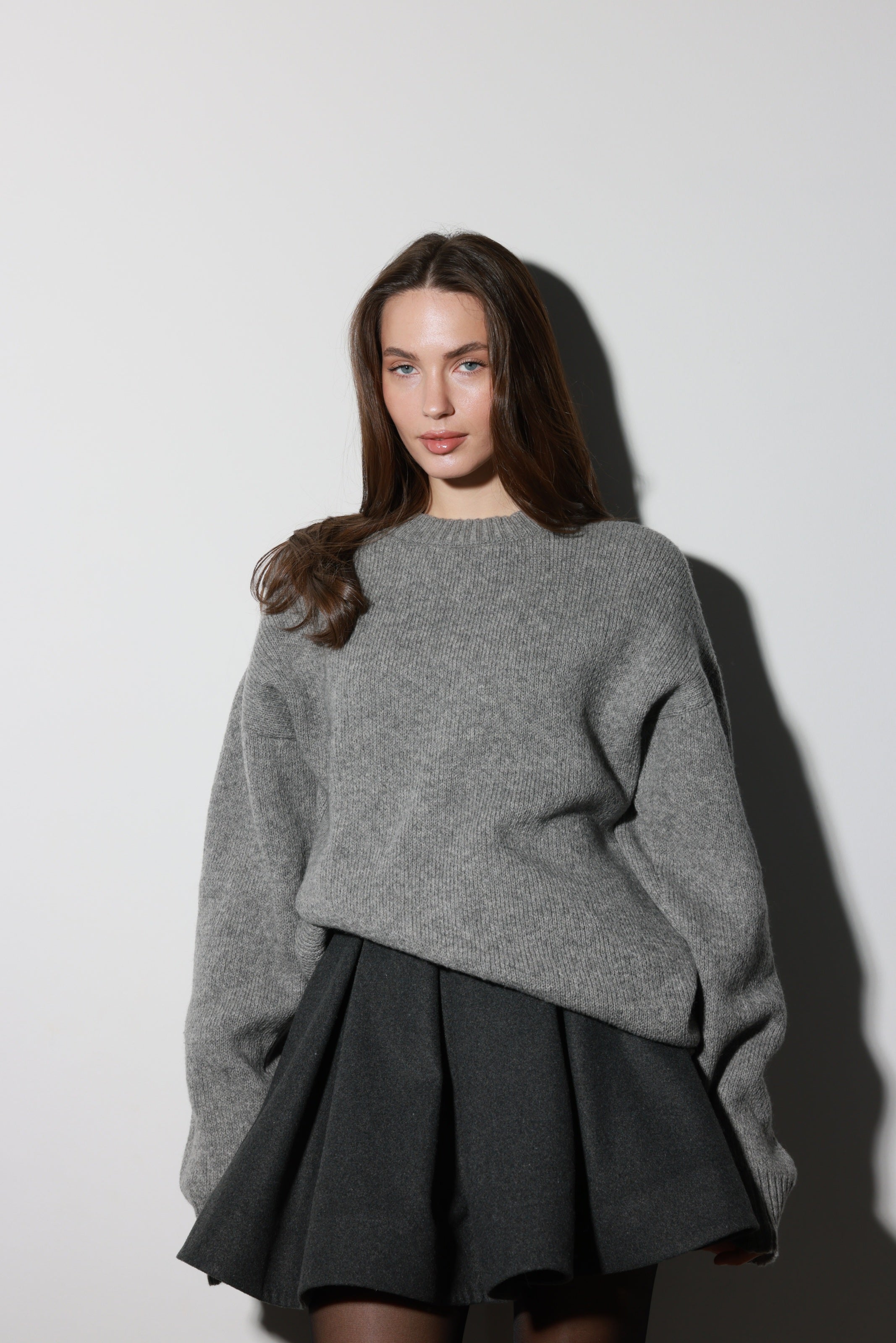 Graphite Wool Ruffle Skirt