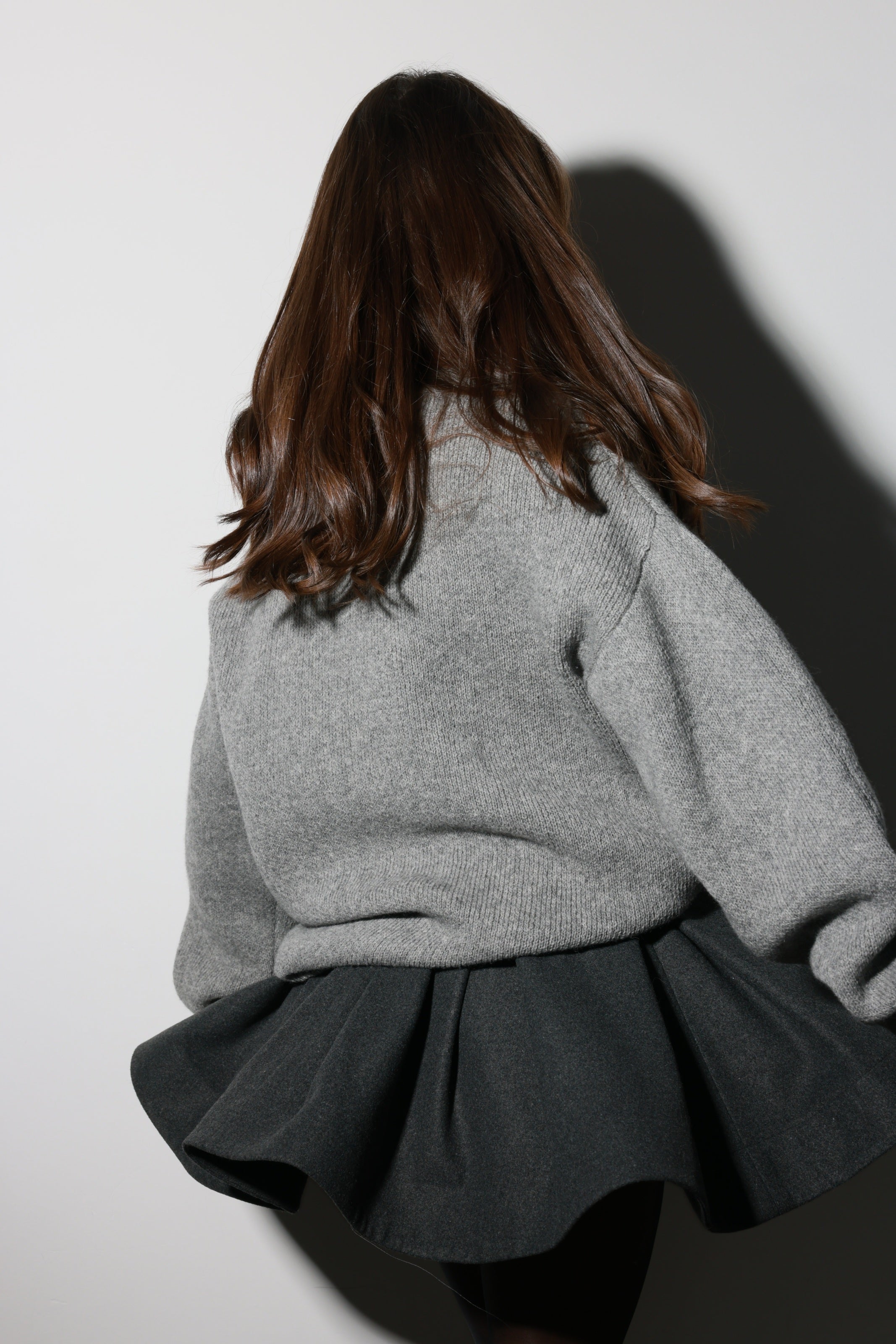 Graphite Wool Ruffle Skirt