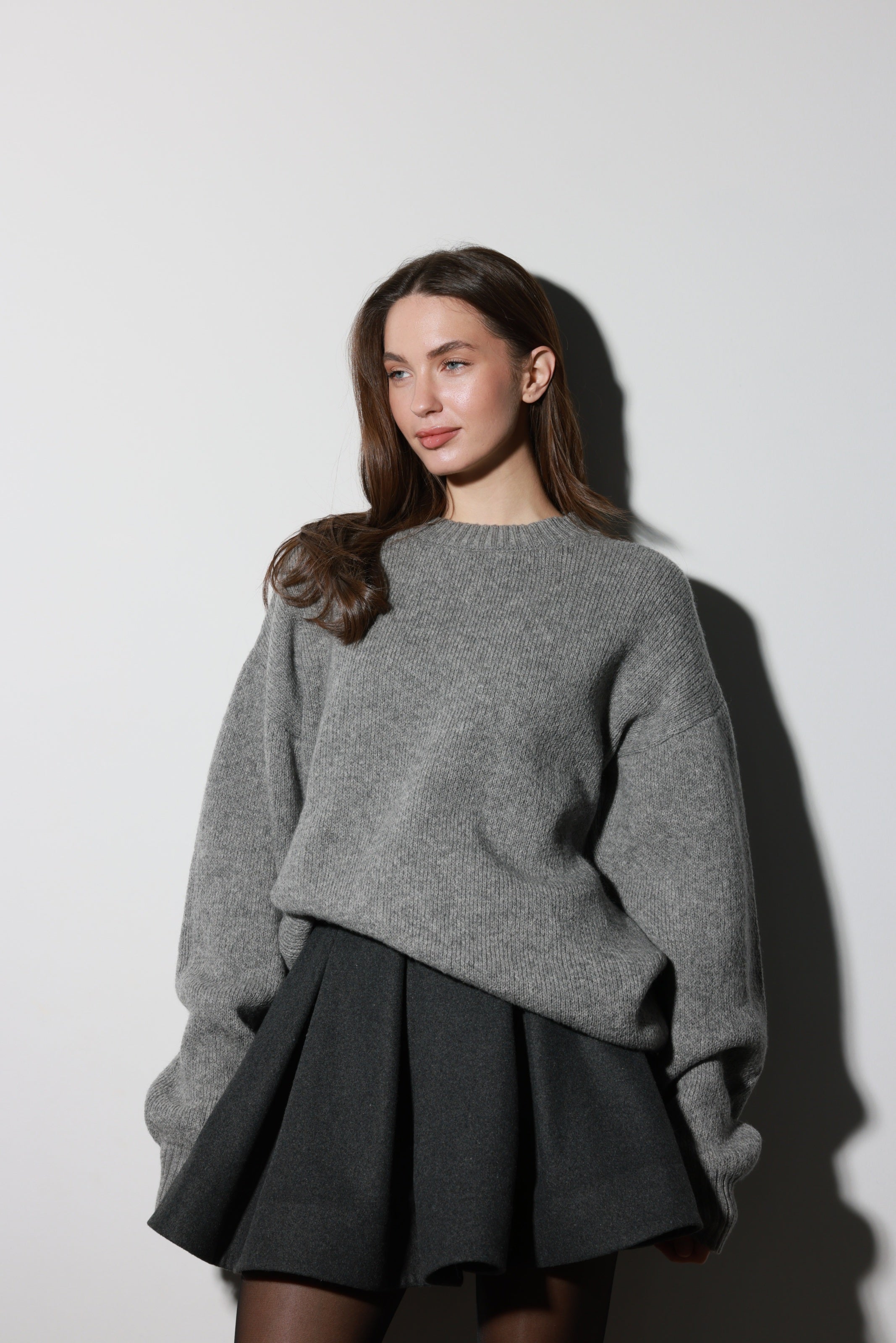 Graphite Wool Ruffle Skirt