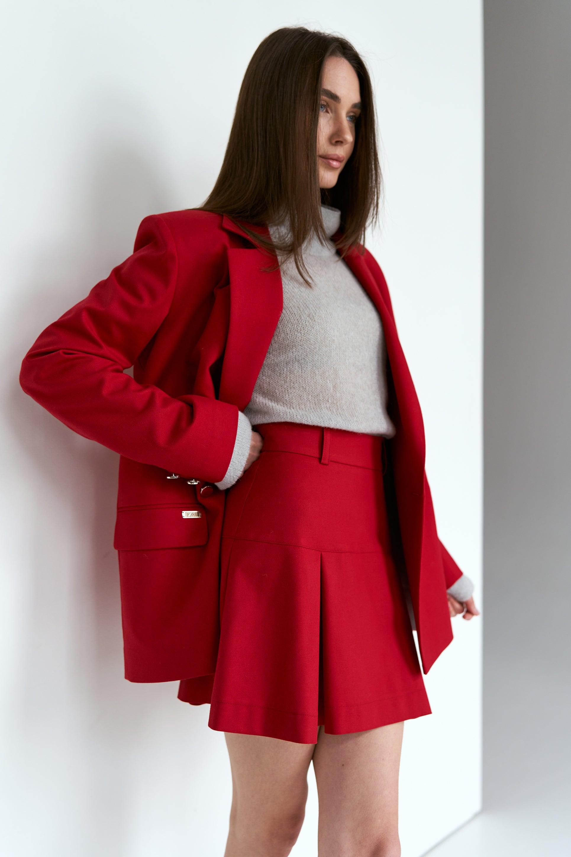 Red cotton yoke skirt