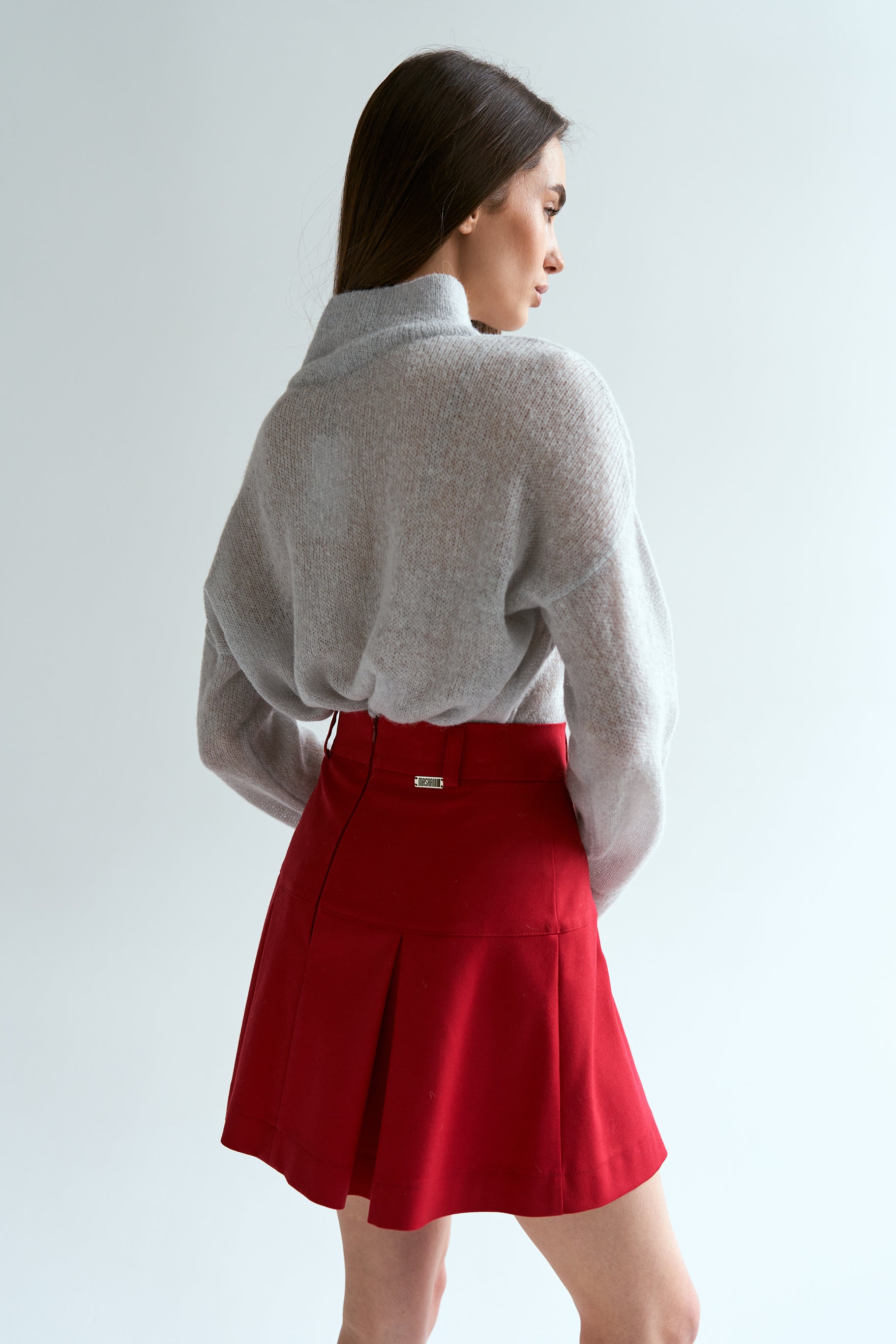 Red cotton yoke skirt