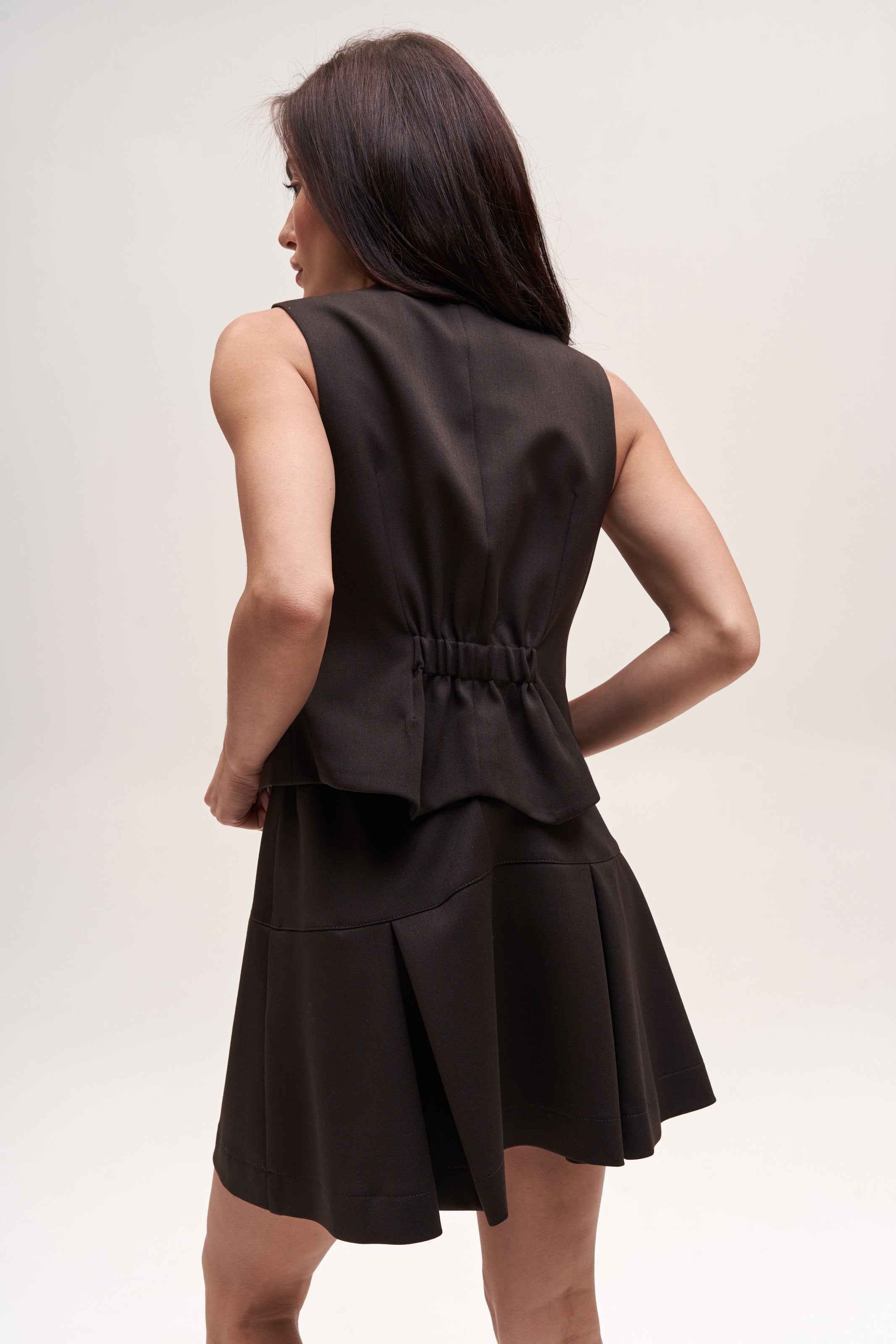Chocolate Yoke Skirt Suit Fabric