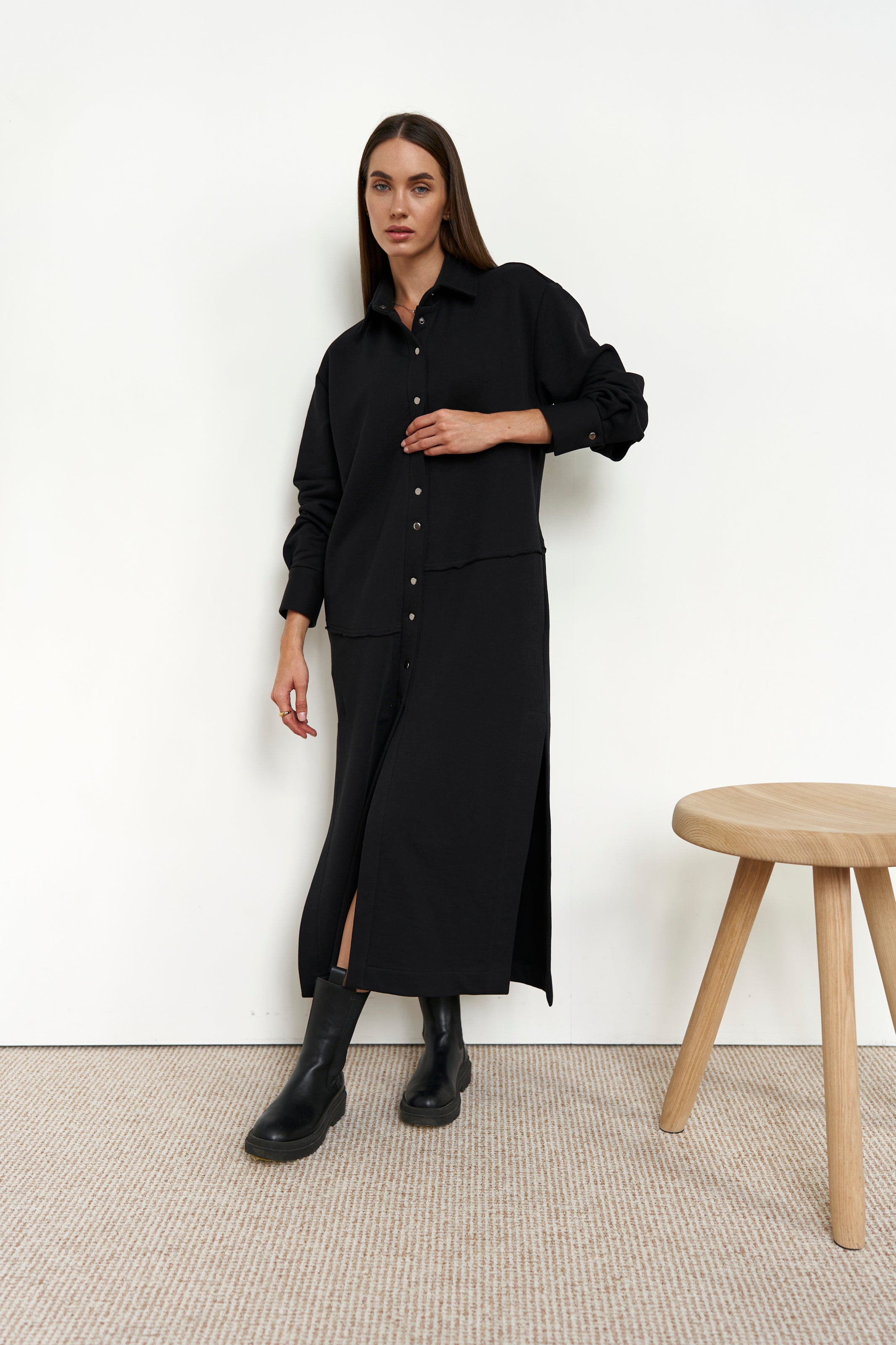 Dress-cardigan black knit U