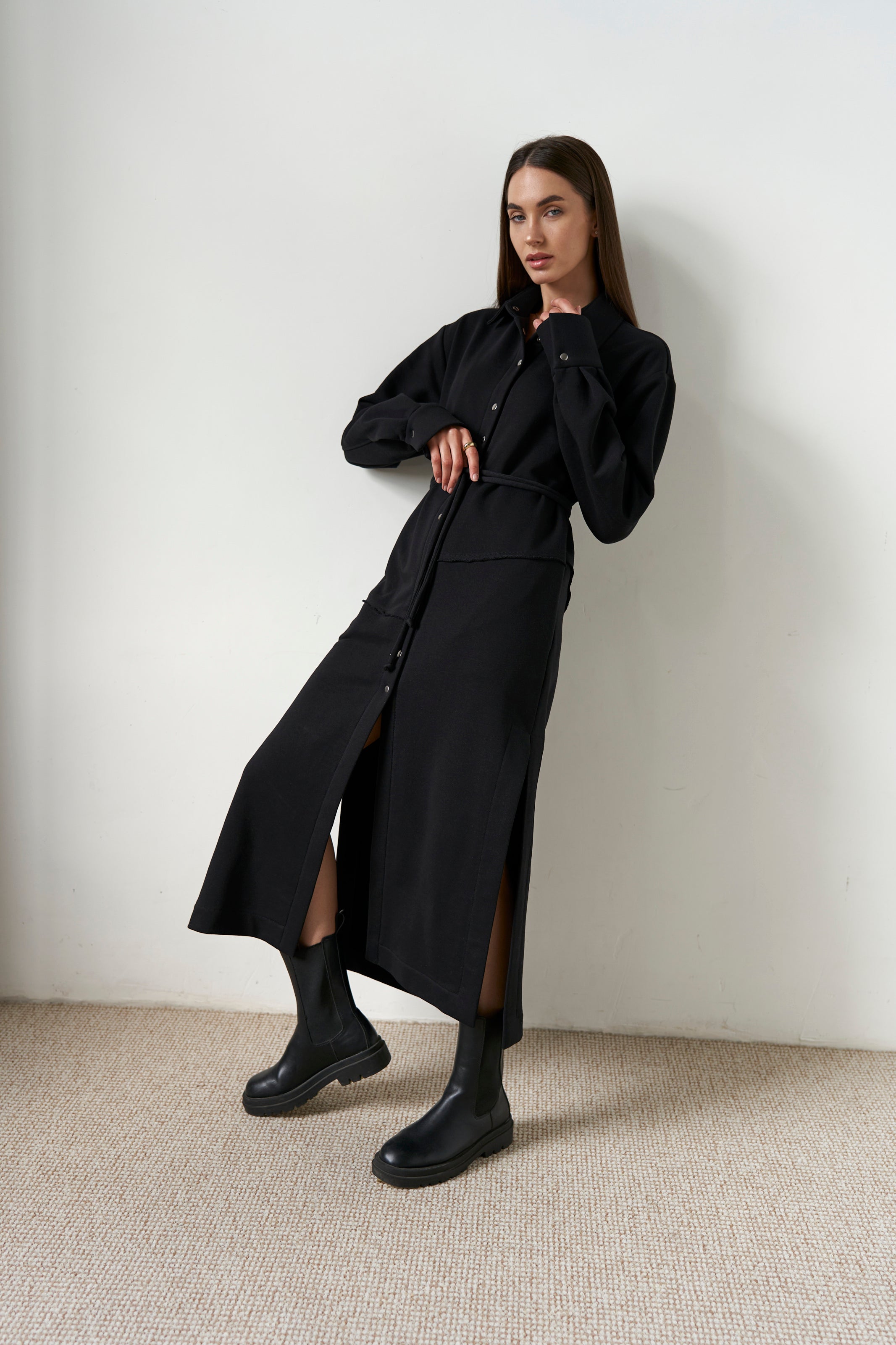 Dress-cardigan black knit U