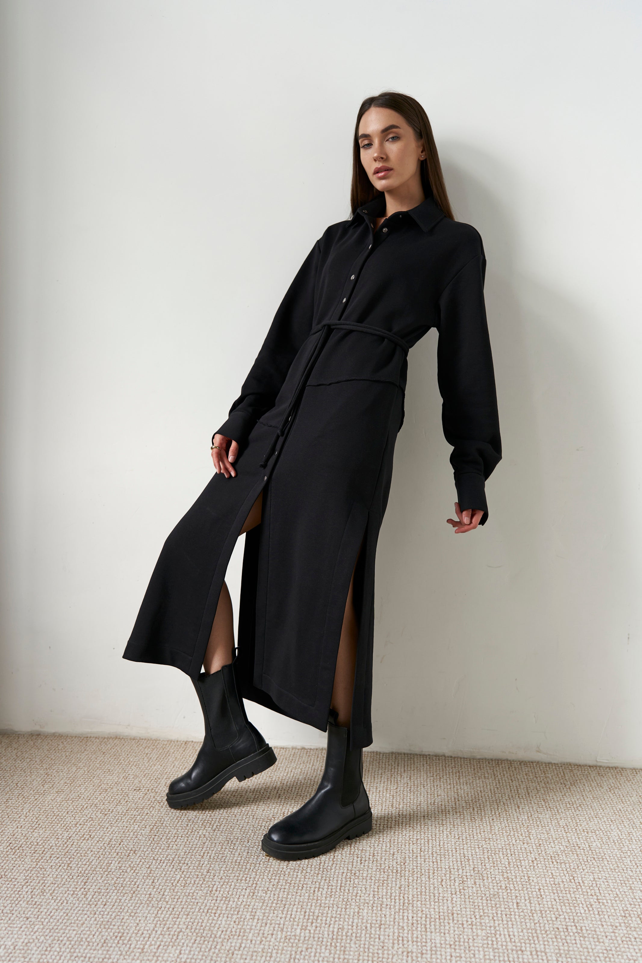 Dress-cardigan black knit U