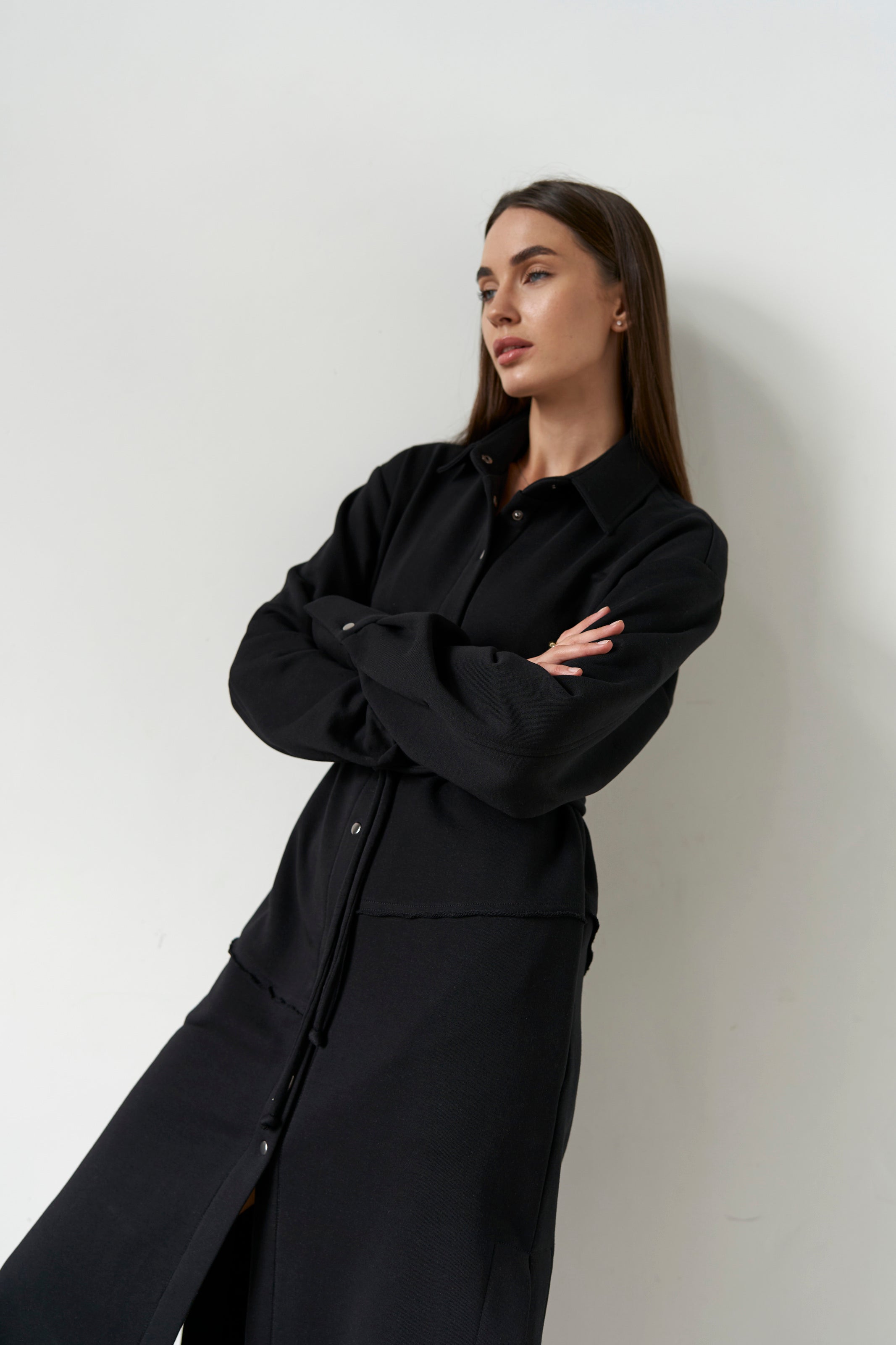 Dress-cardigan black knit U