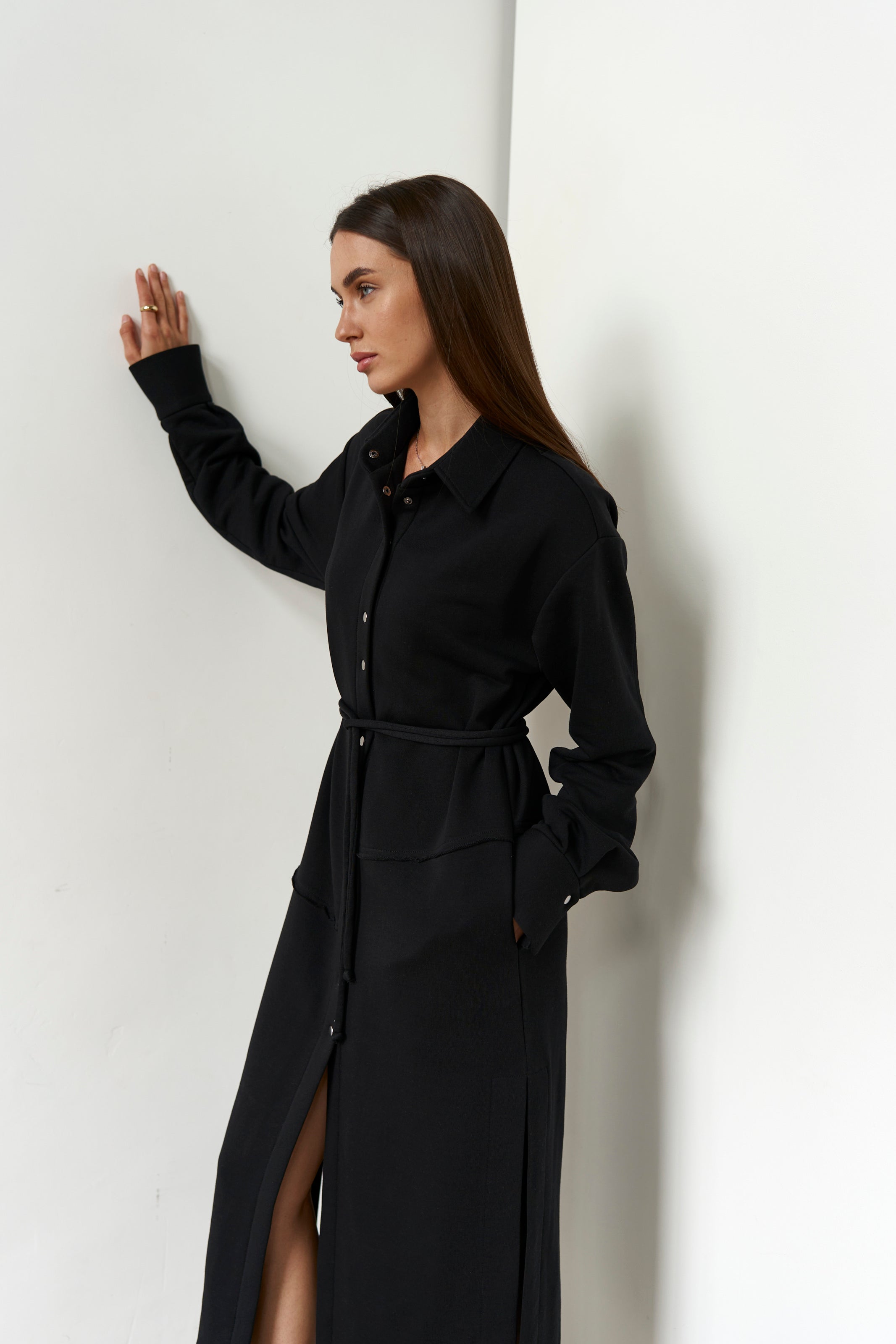 Dress-cardigan black knit U