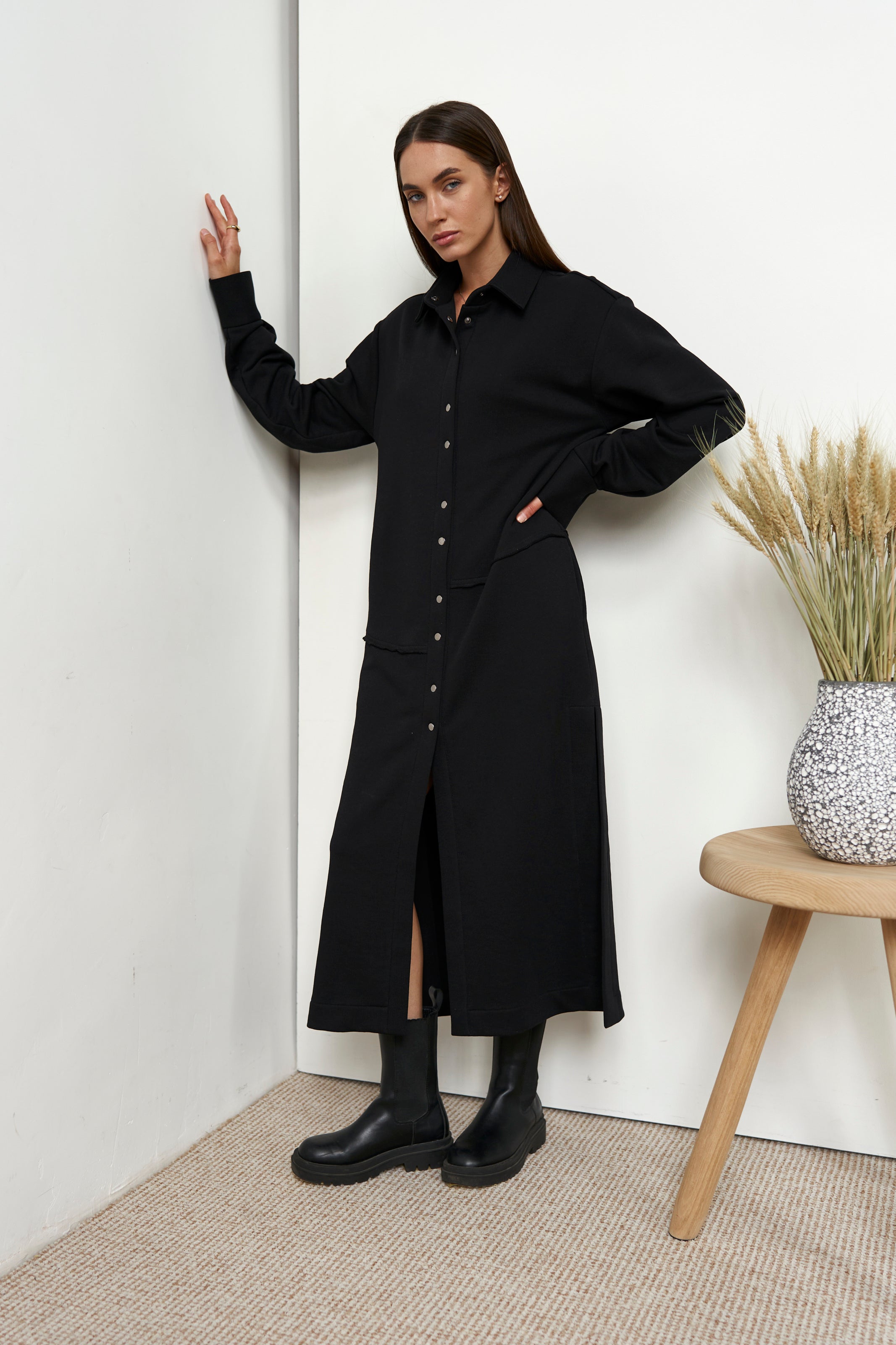 Dress-cardigan black knit U