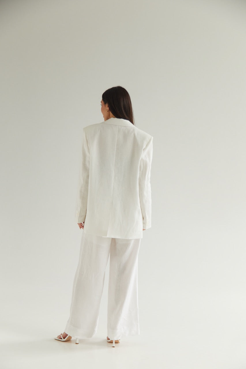 White Blazer Linen Oversize