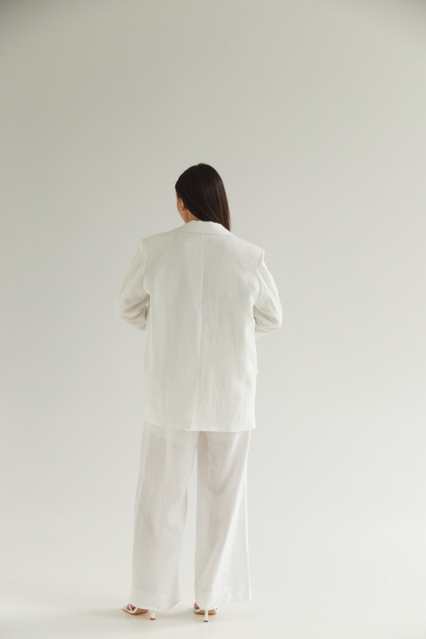 White Blazer Linen Oversize