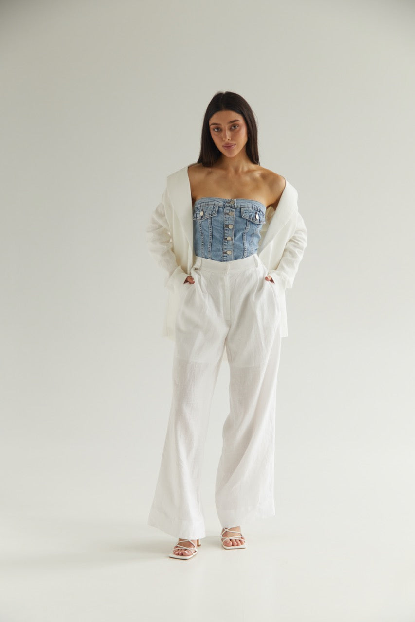 White Blazer Linen Oversize