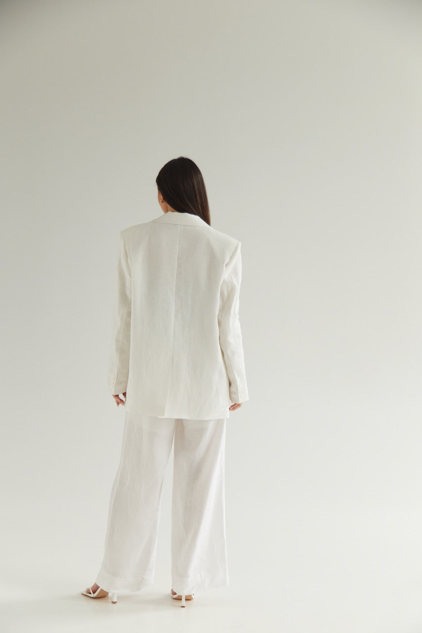 White Blazer Linen Oversize