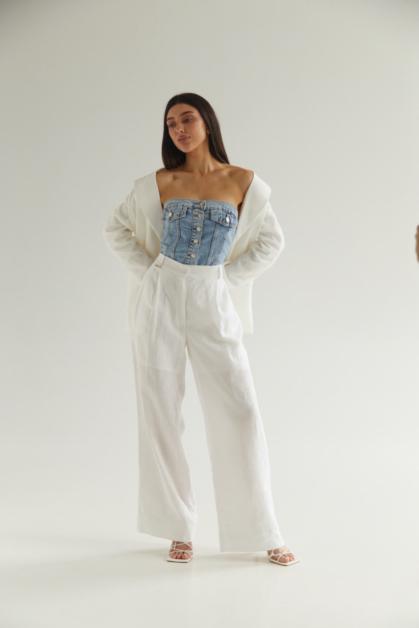 White Blazer Linen Oversize