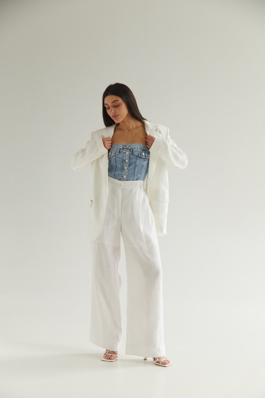 White Blazer Linen Oversize