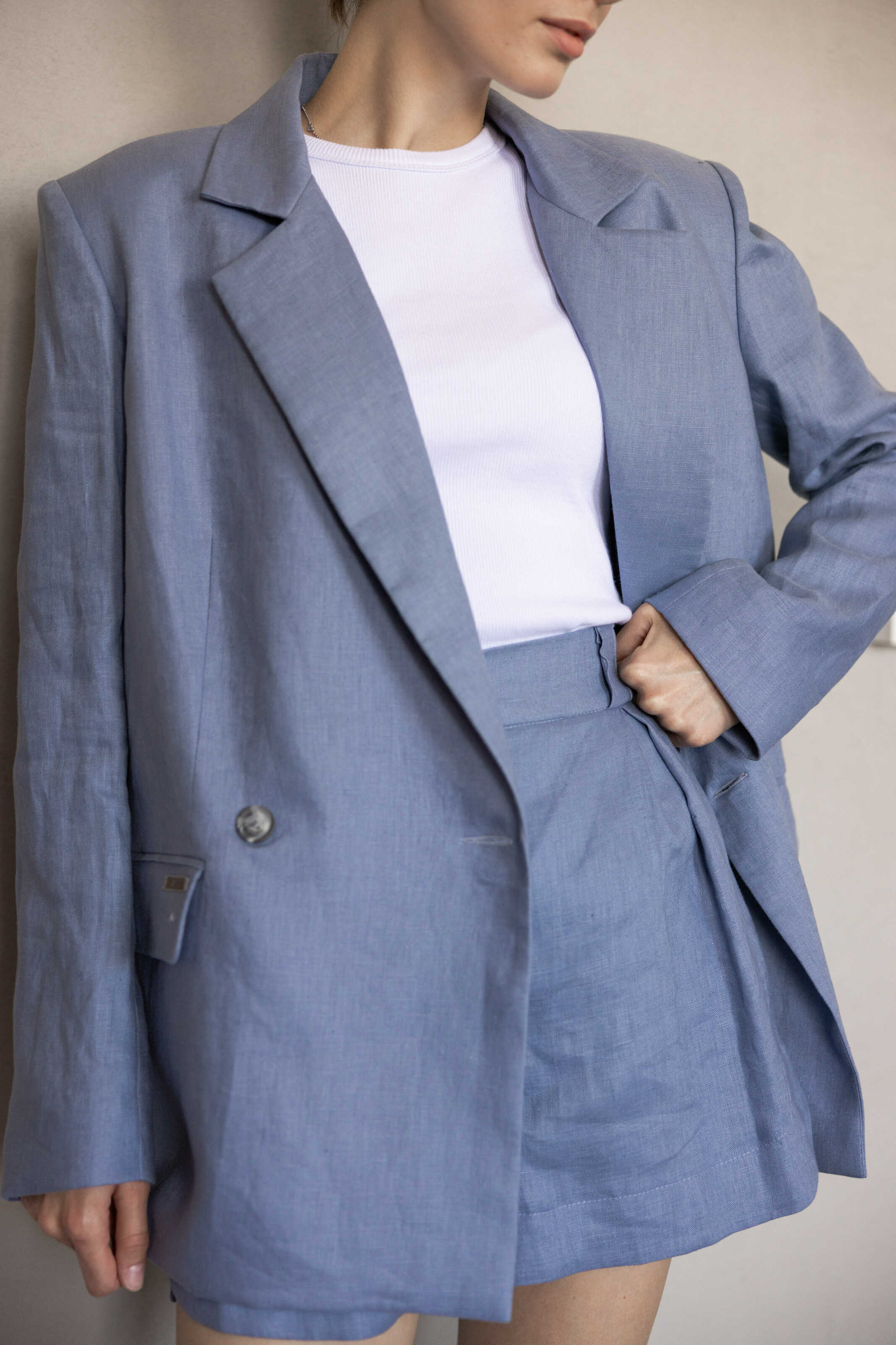 Blazer linen Oversize Light Blue