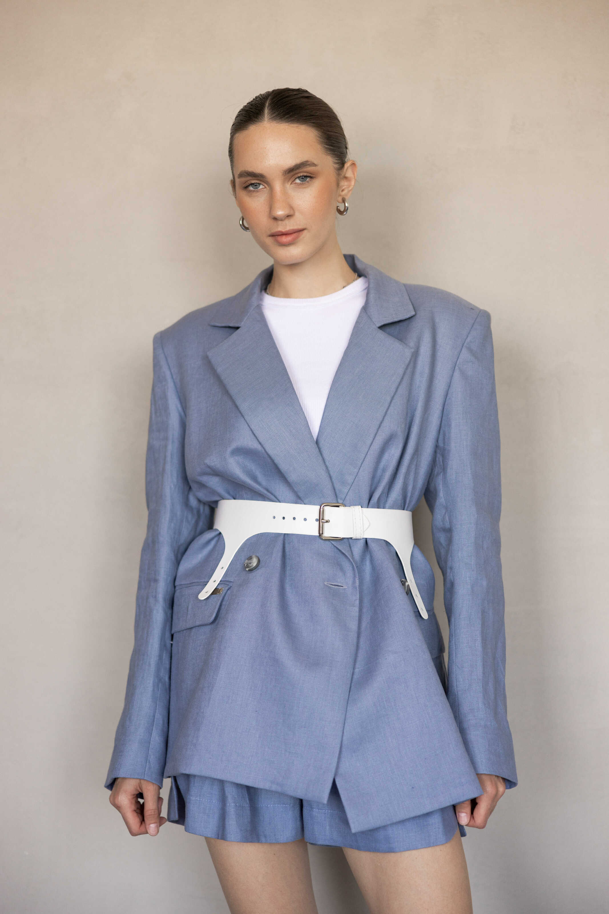 Blazer linen Oversize Light Blue