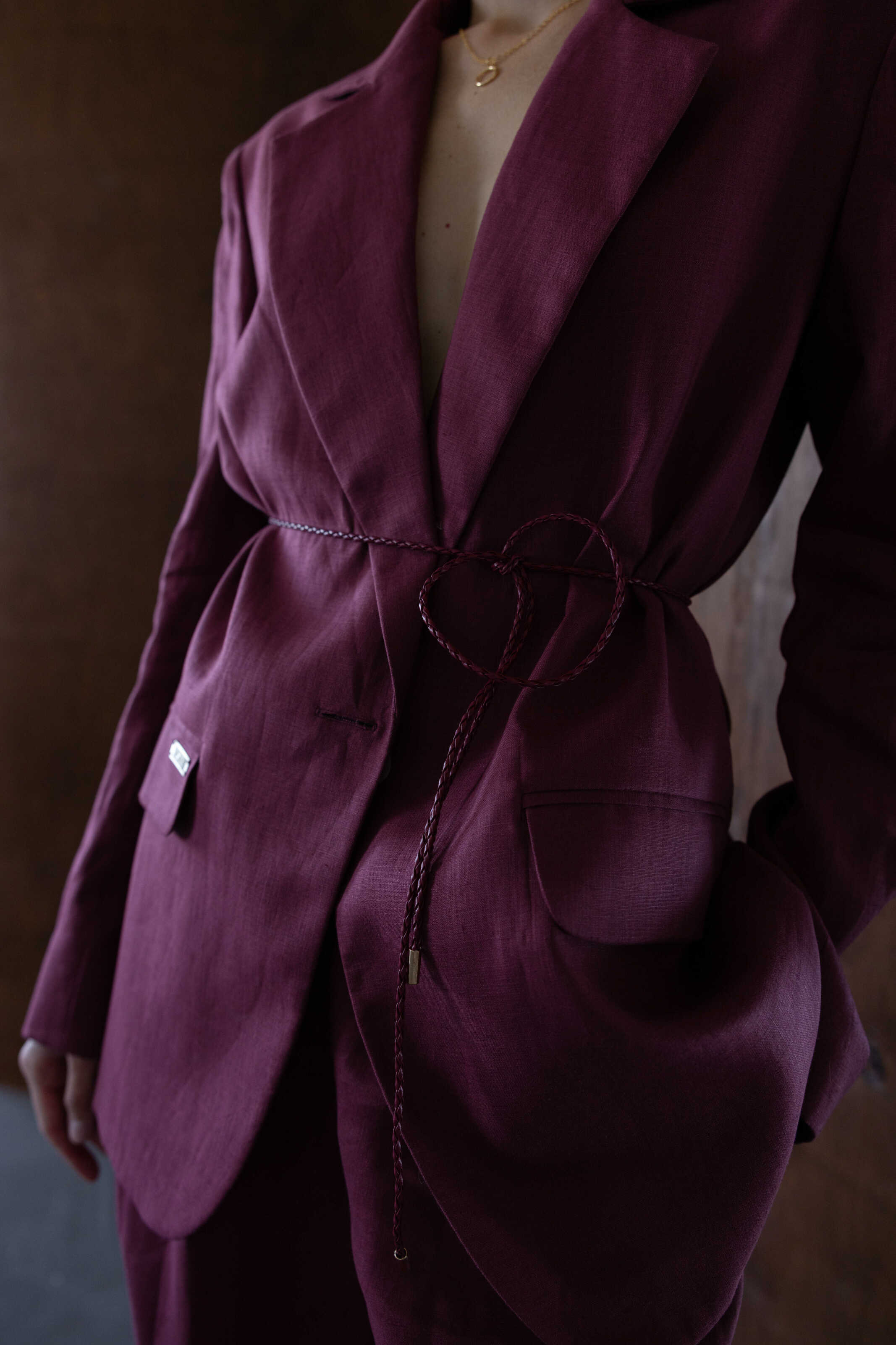 Blazer linen Oversize Burgundy