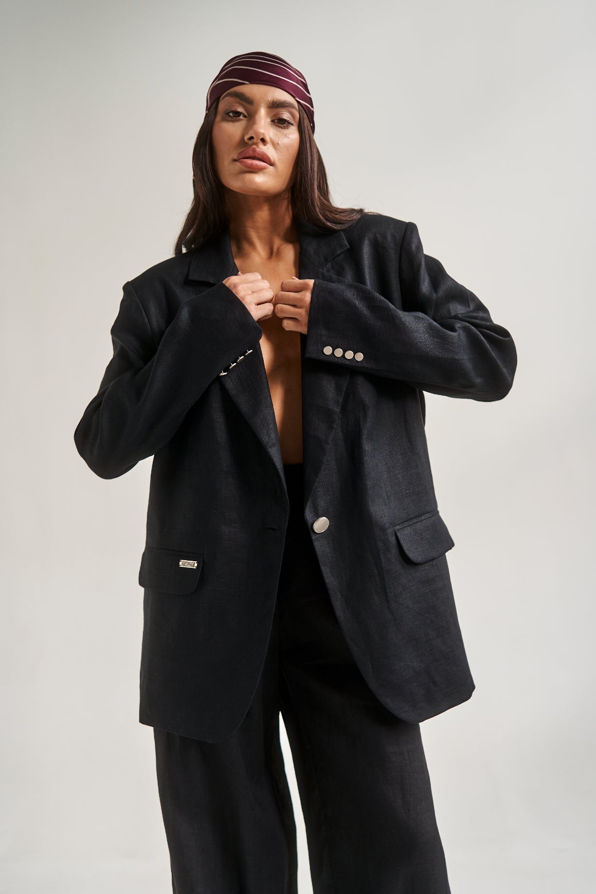 Linen Oversize Jacket Black