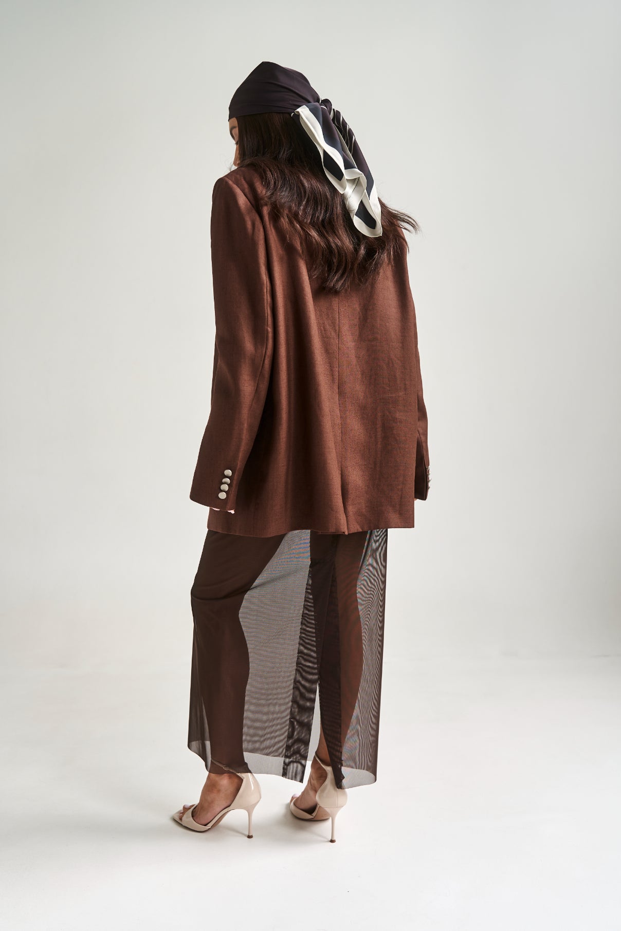 Linen Oversize Jacket Chocolate