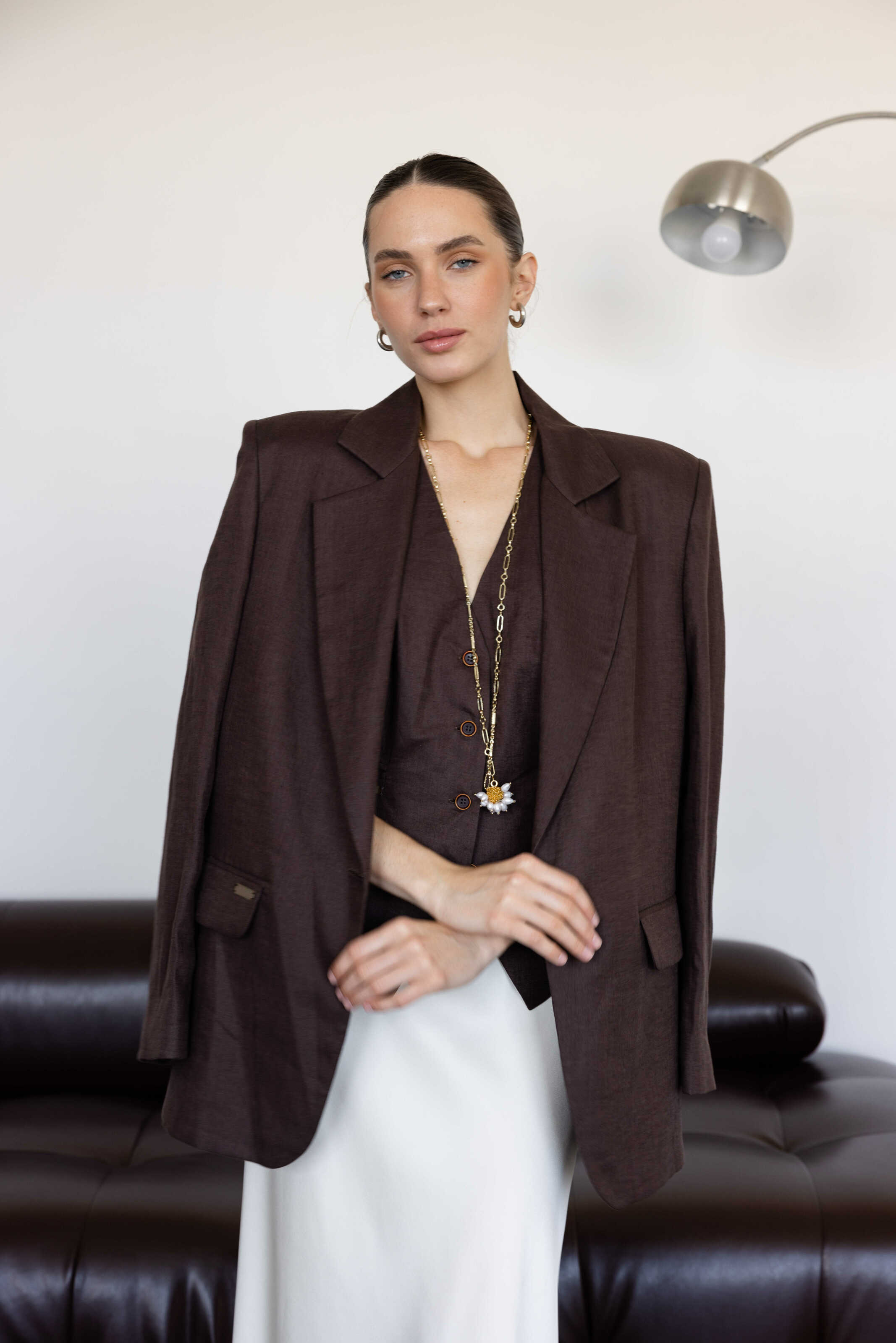 Blazer linen Oversize Chocolate