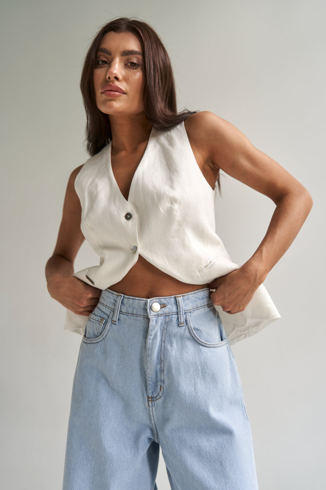 Linen Vest White