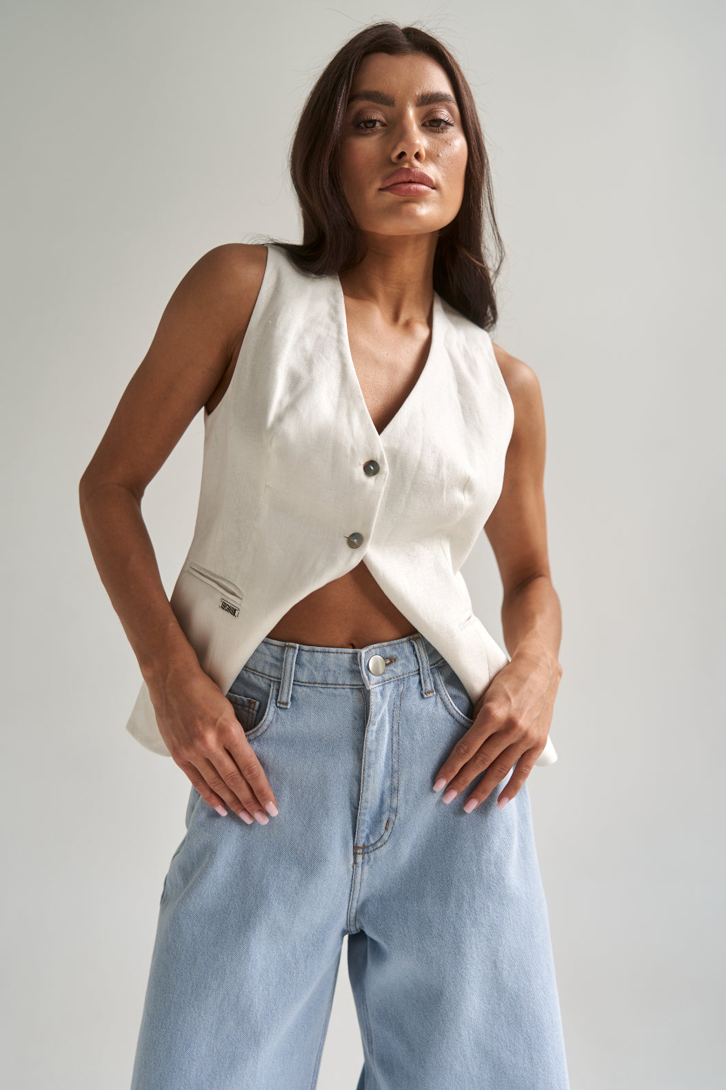 Linen Vest White