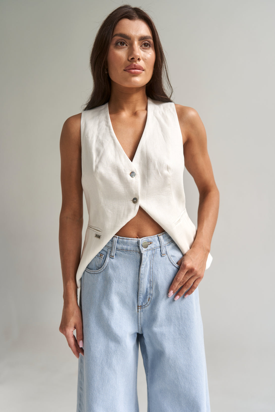 Linen Vest White