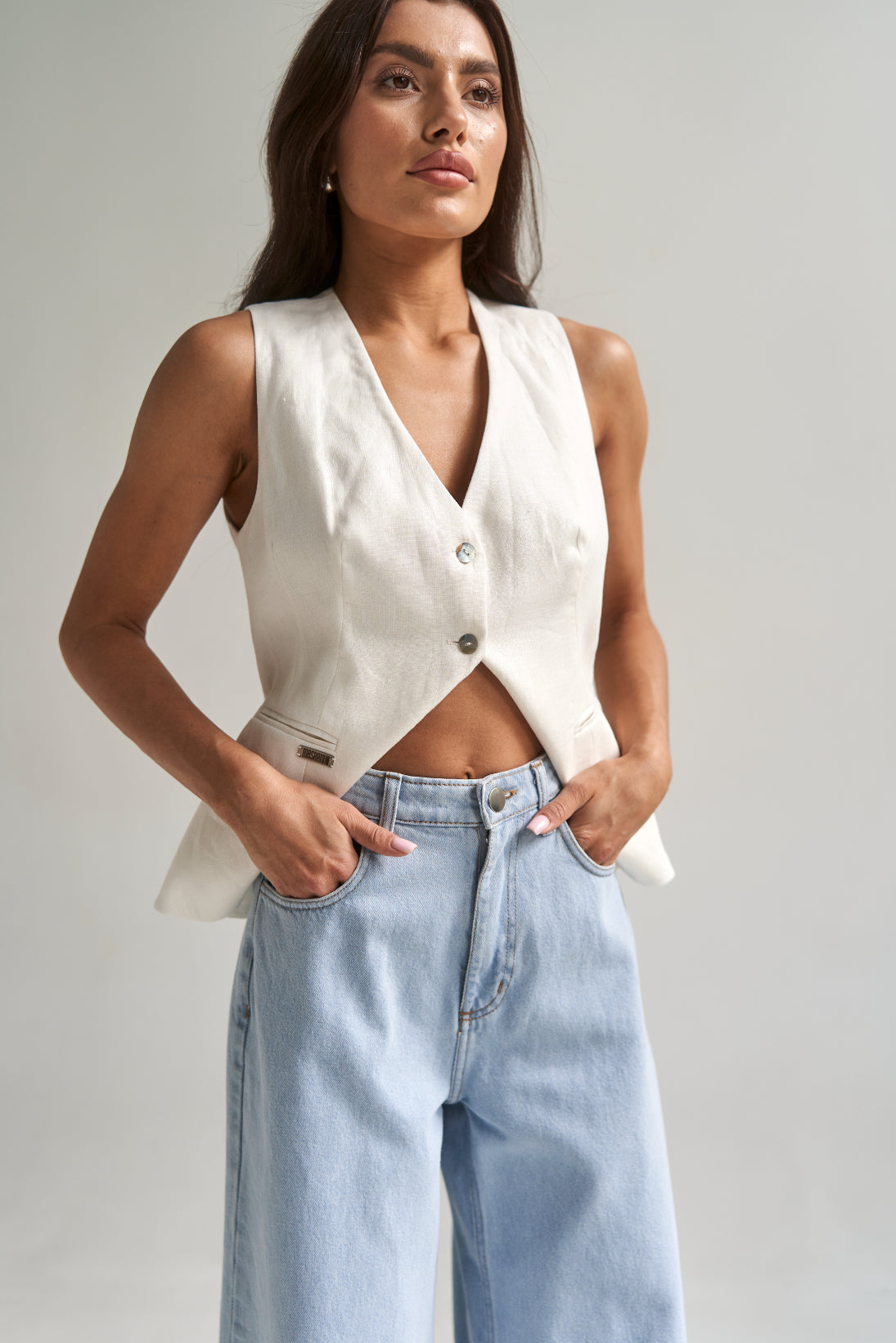 Linen Vest White