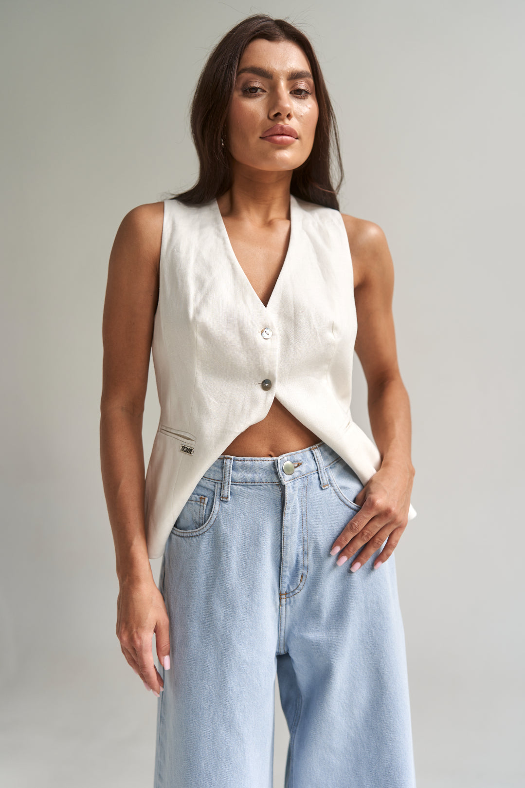 Linen Vest White