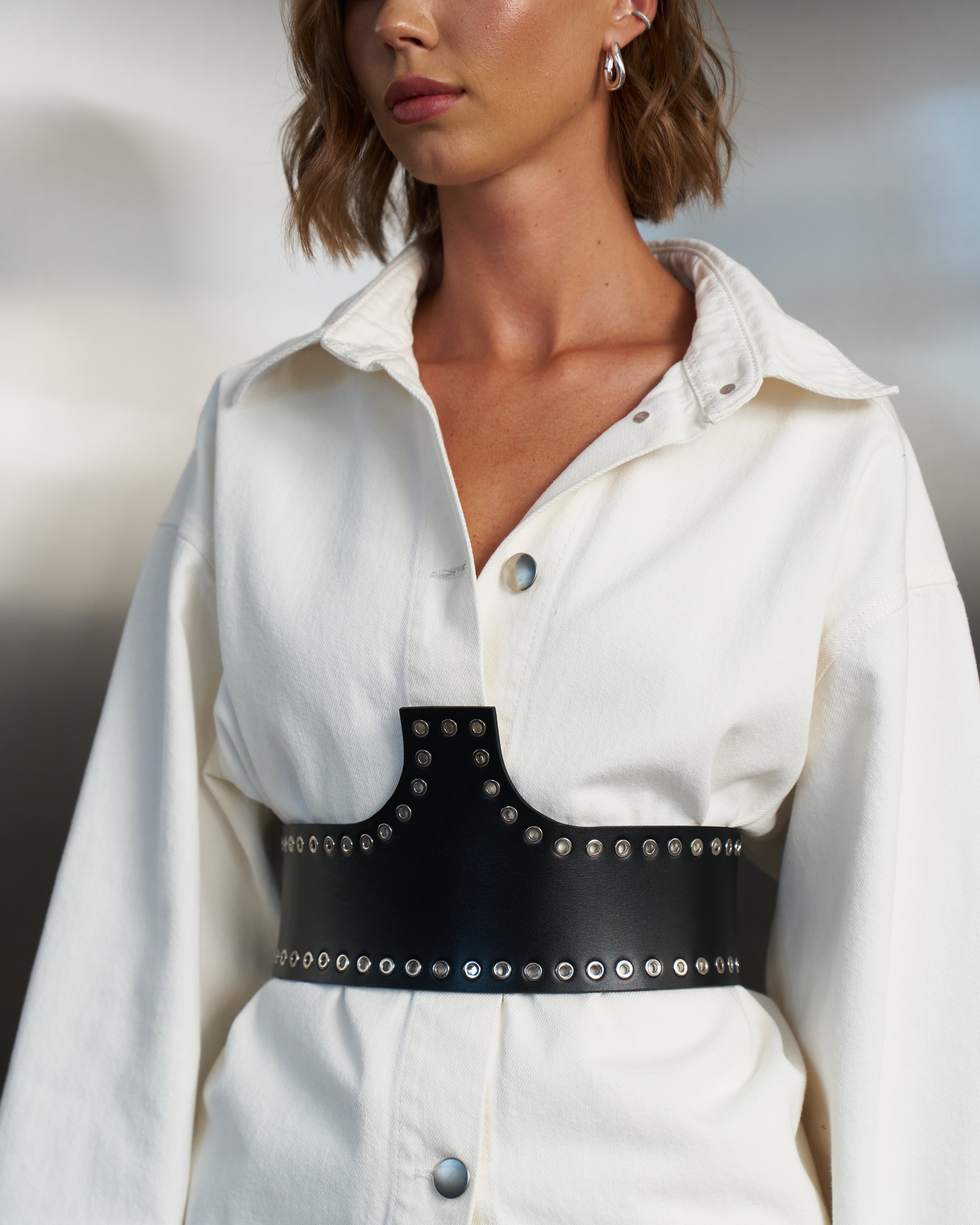 Wide corset leather belt SAVANNA with lacing - UFS.store.ua