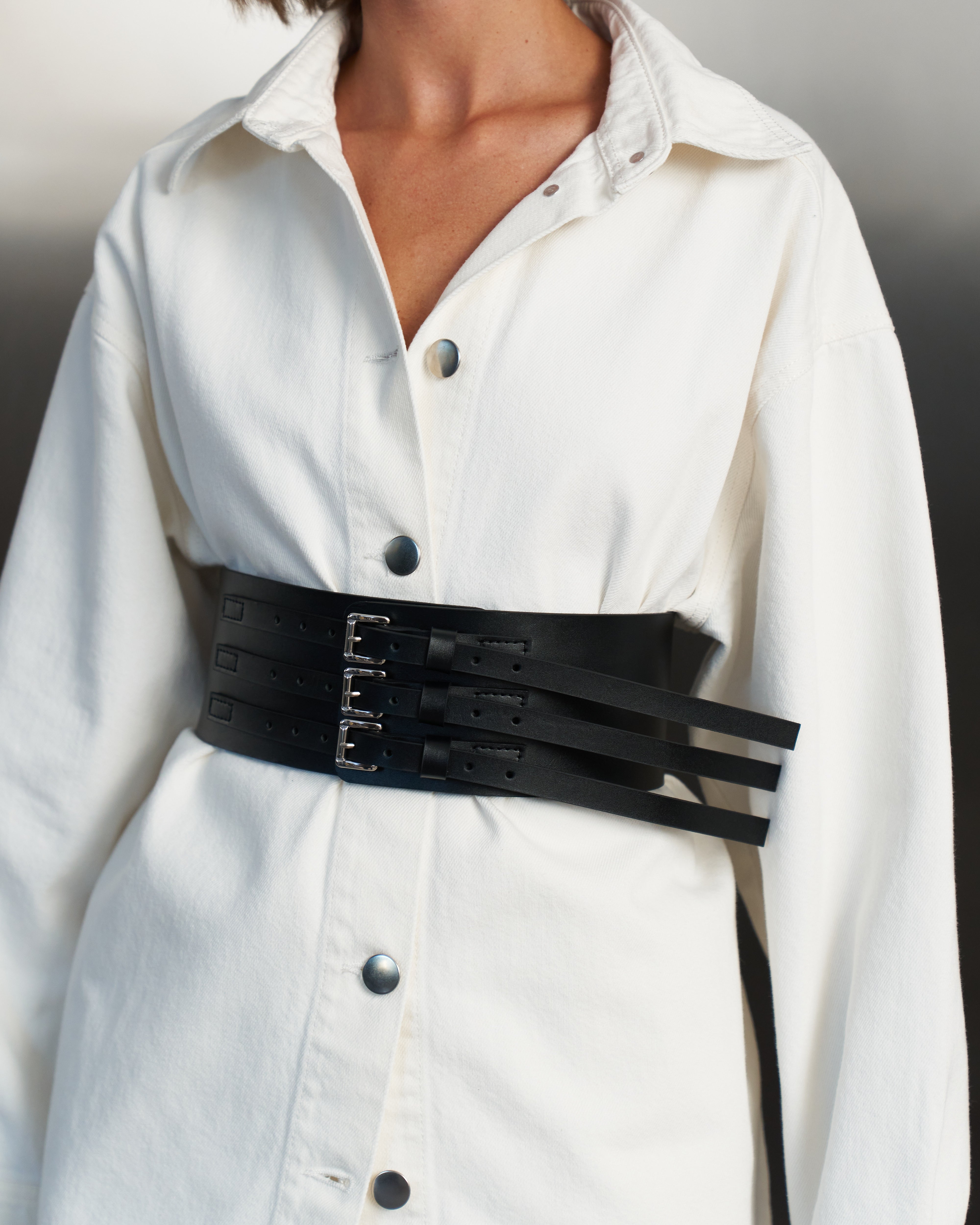 Wide leather belt TILDA with three straps - UFS.store.ua