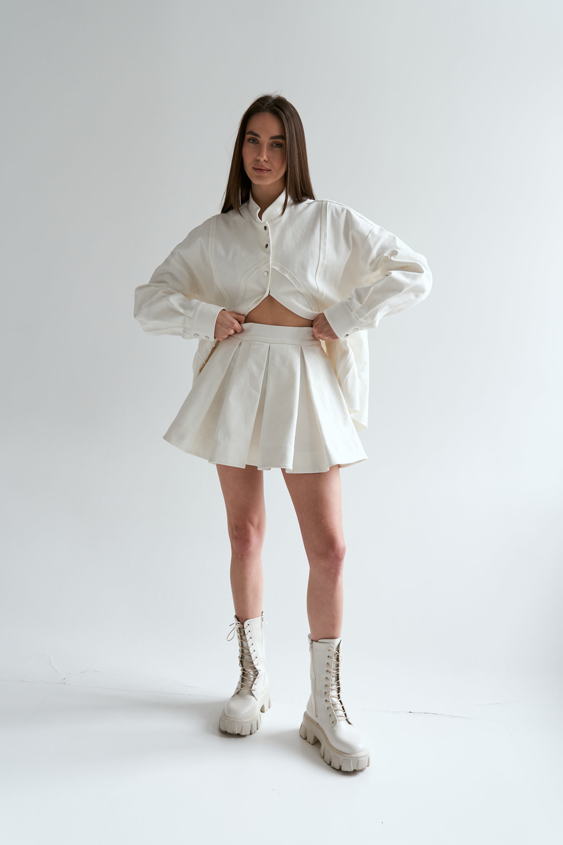Milk cotton ruffle skirt