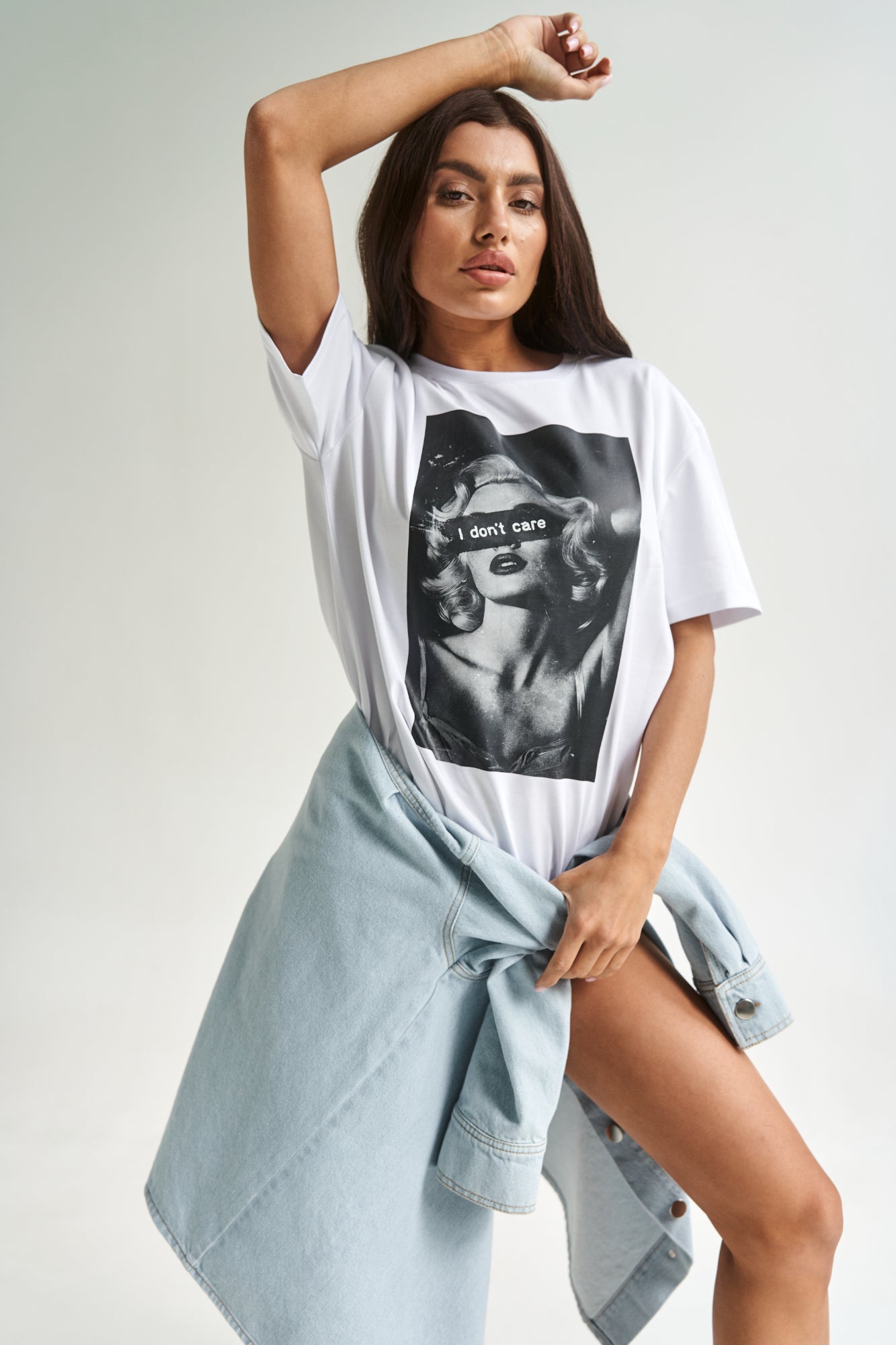 I Don't Care White T-Shirt