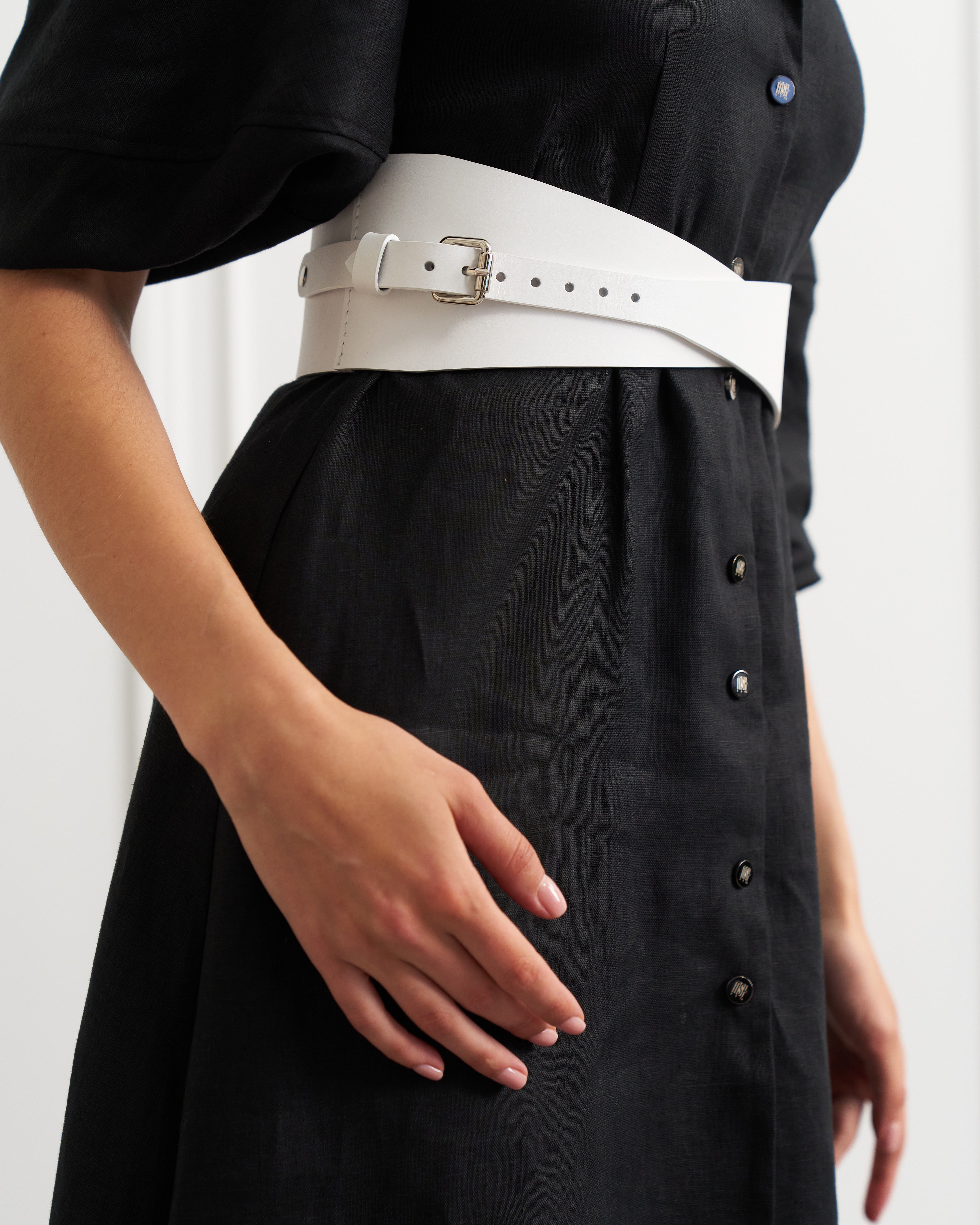 Wide asymmetrical leather belt TRISHA - UFS.store.ua