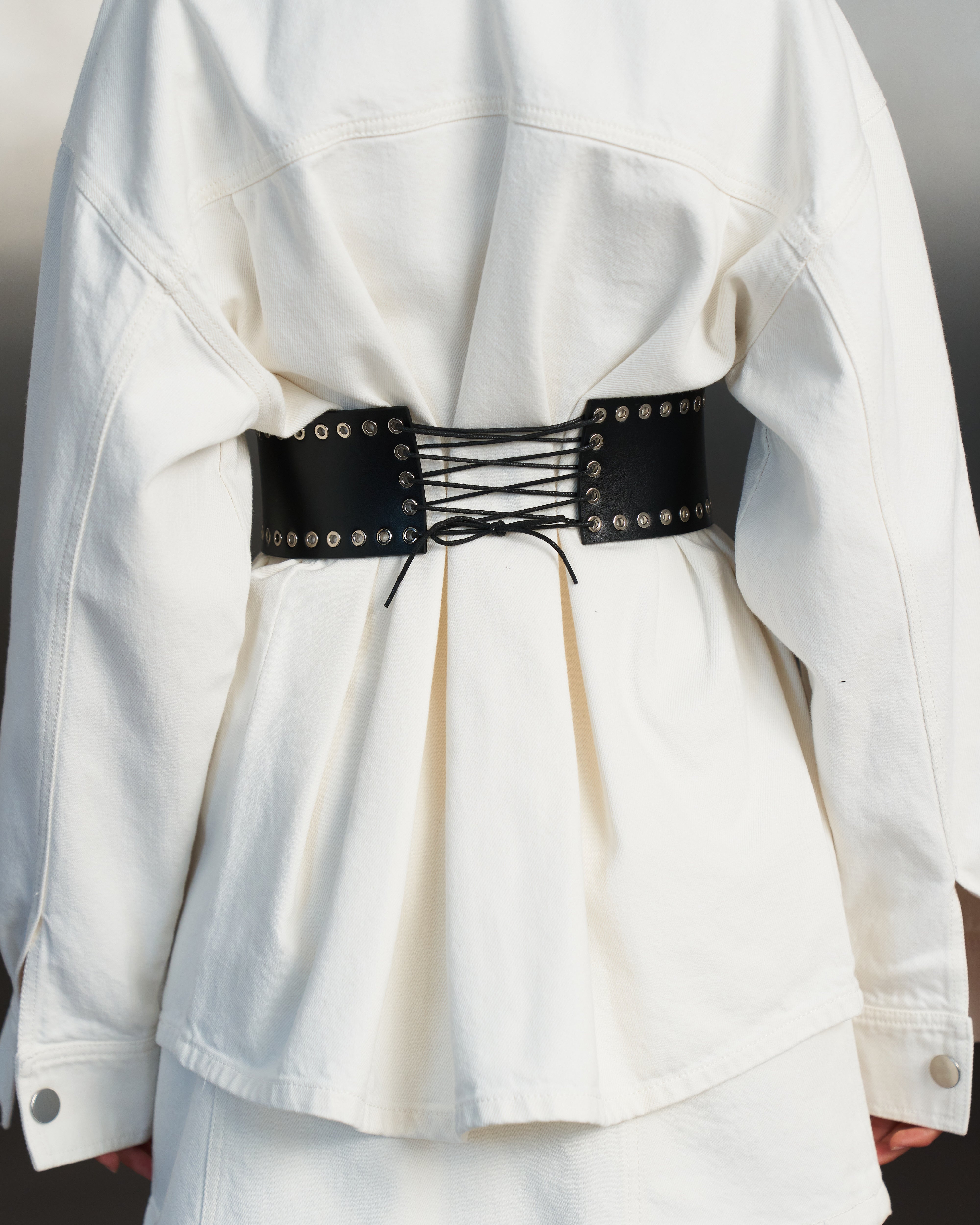 Wide corset leather belt SAVANNA with lacing - UFS.store.ua