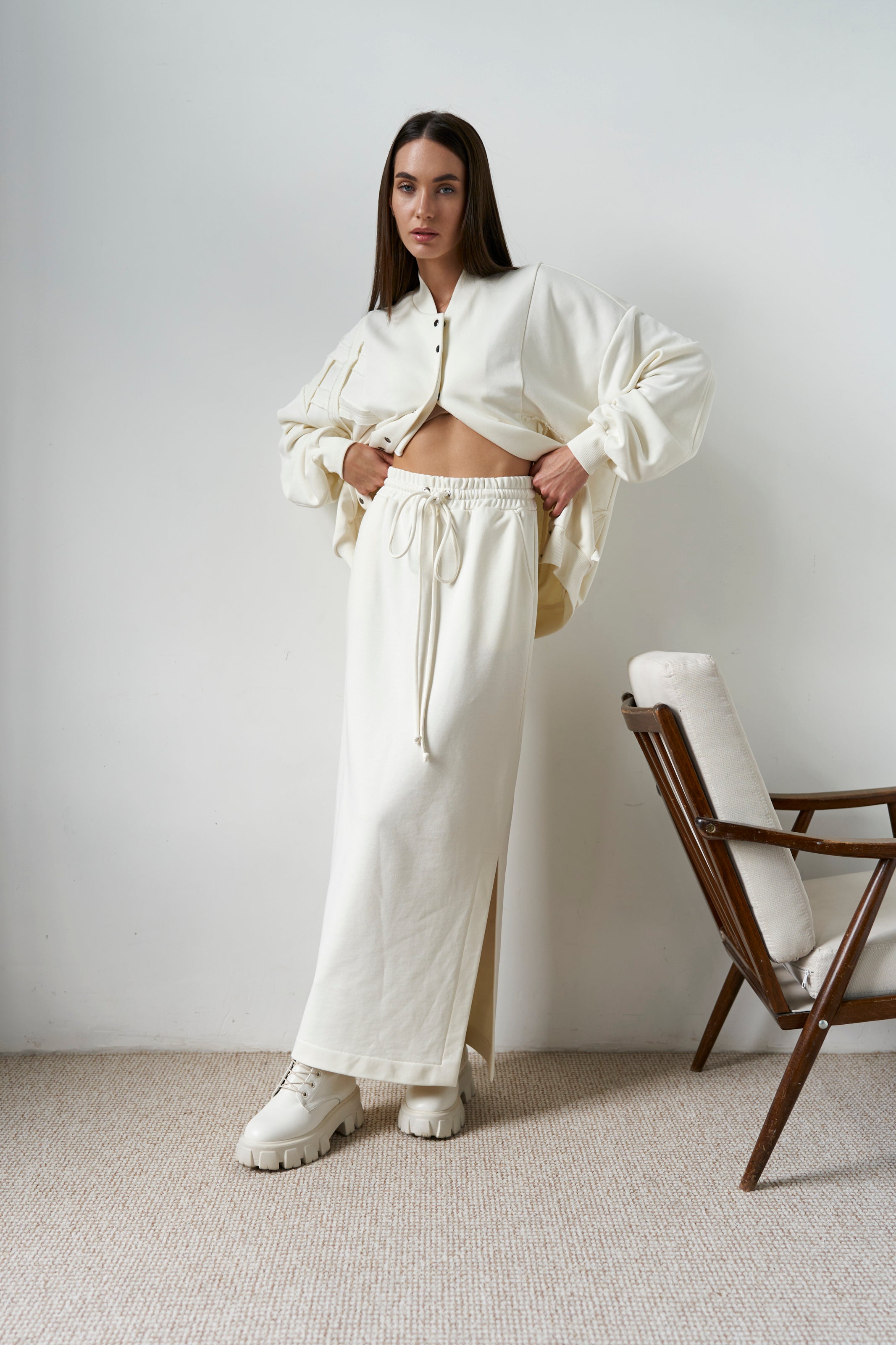 Milk Maxi Skirt Knit