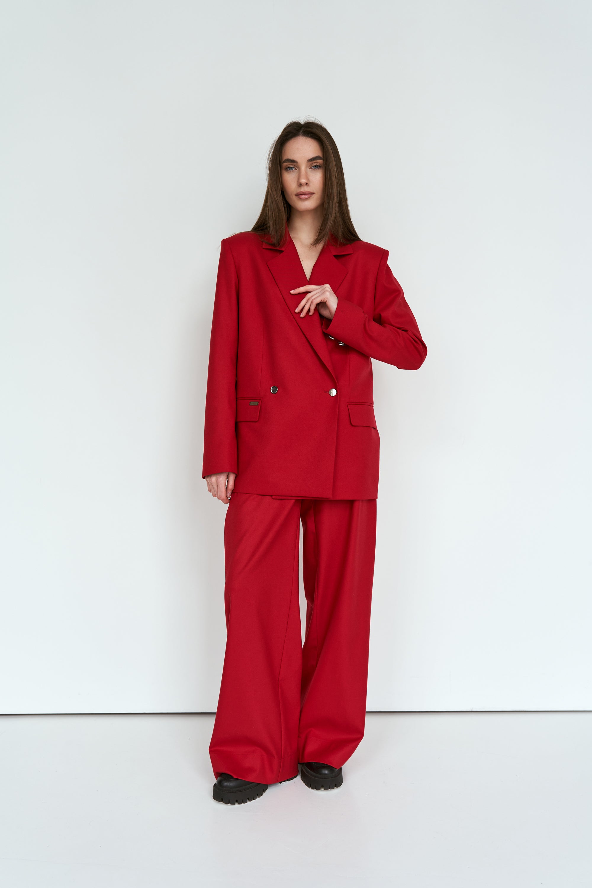 Red oversized suit jacket