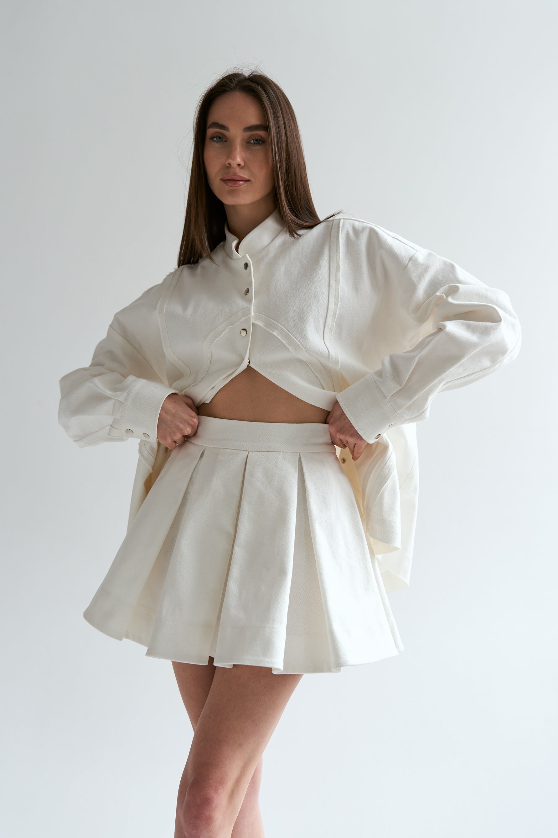 Milk cotton ruffle skirt