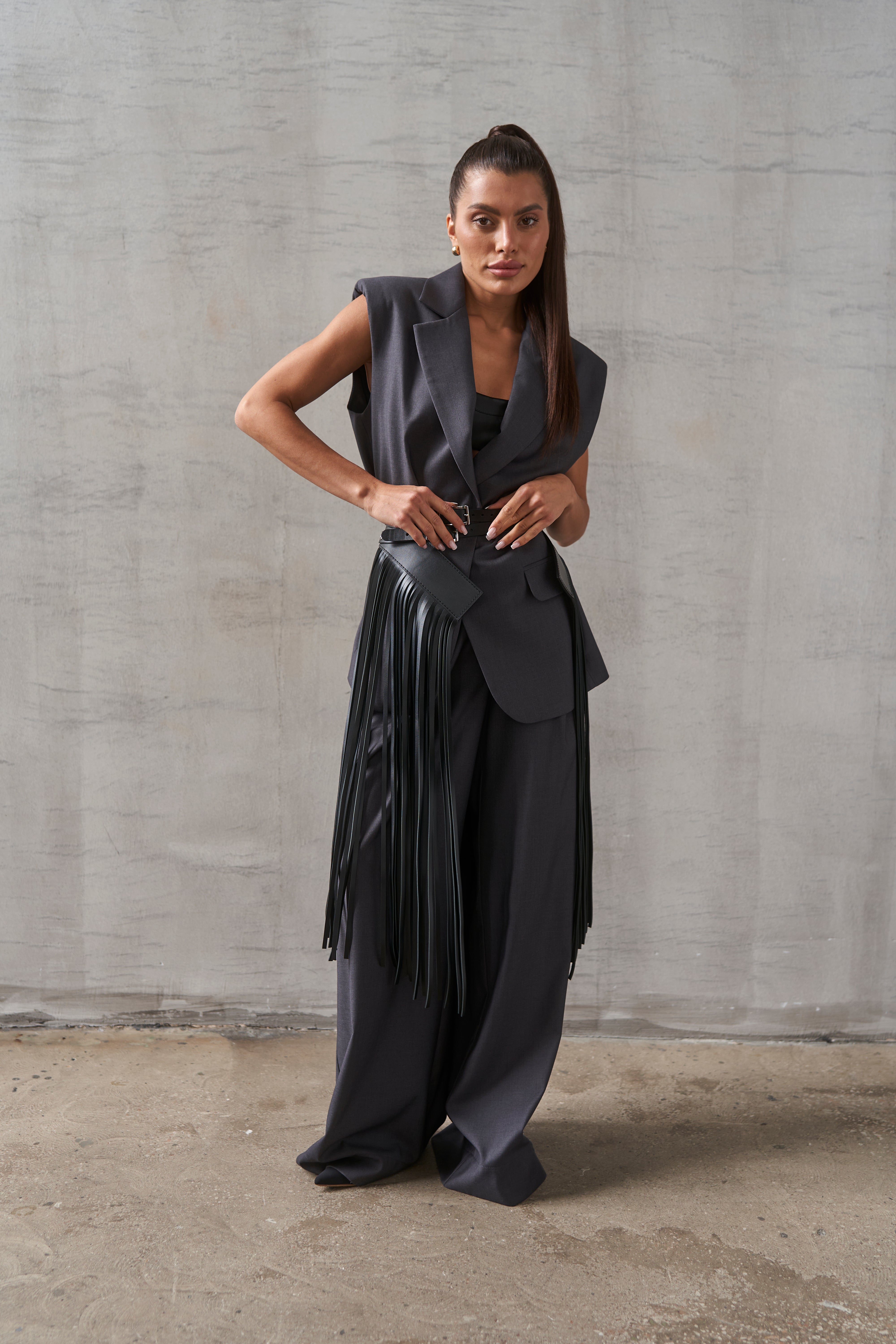 Брюки палаццо з костюмної тканини